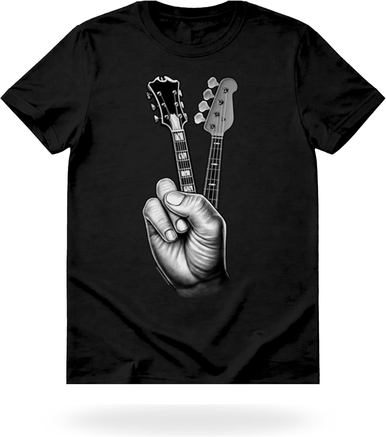 Guitar Peace Sign T-Shirt Vintage Music Lover Graphic Tee Rock Band Gift for Musicians