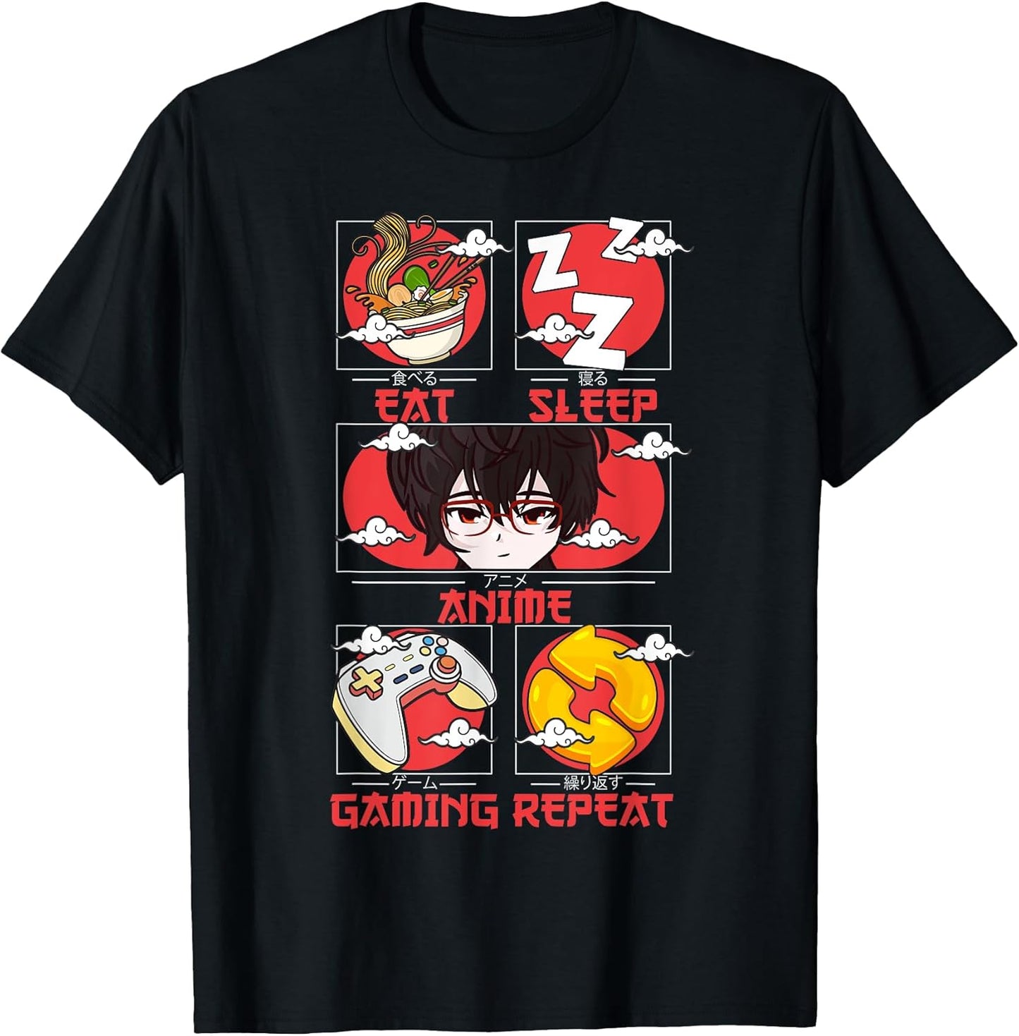 Eat Sleep Anime Gaming Repeat Teen Boys Girls Kids