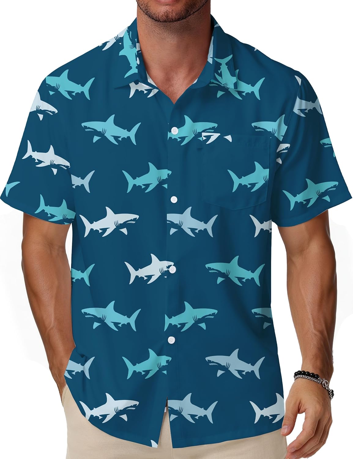 Men's Hawaiian Shirt Short Sleeve, Tropical Beach Button Down Shirts Floral Casual Summer Vacation Tops