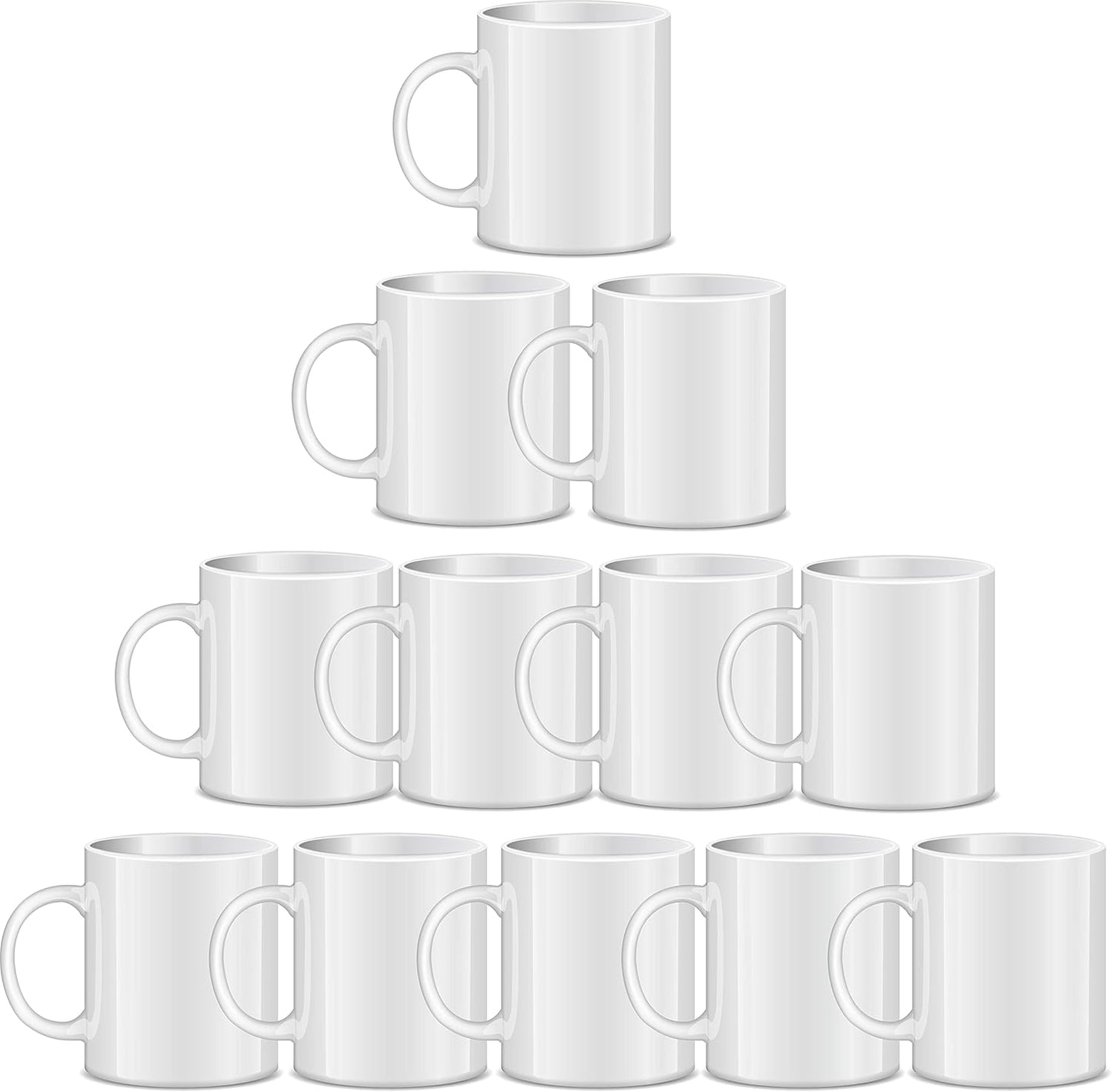 RAINBOWTIE Sublimation Mugs Blank, 11oz Sublimation Coffee mugs, White Coated Ceramic Cup, Mug Sets - Set of 12