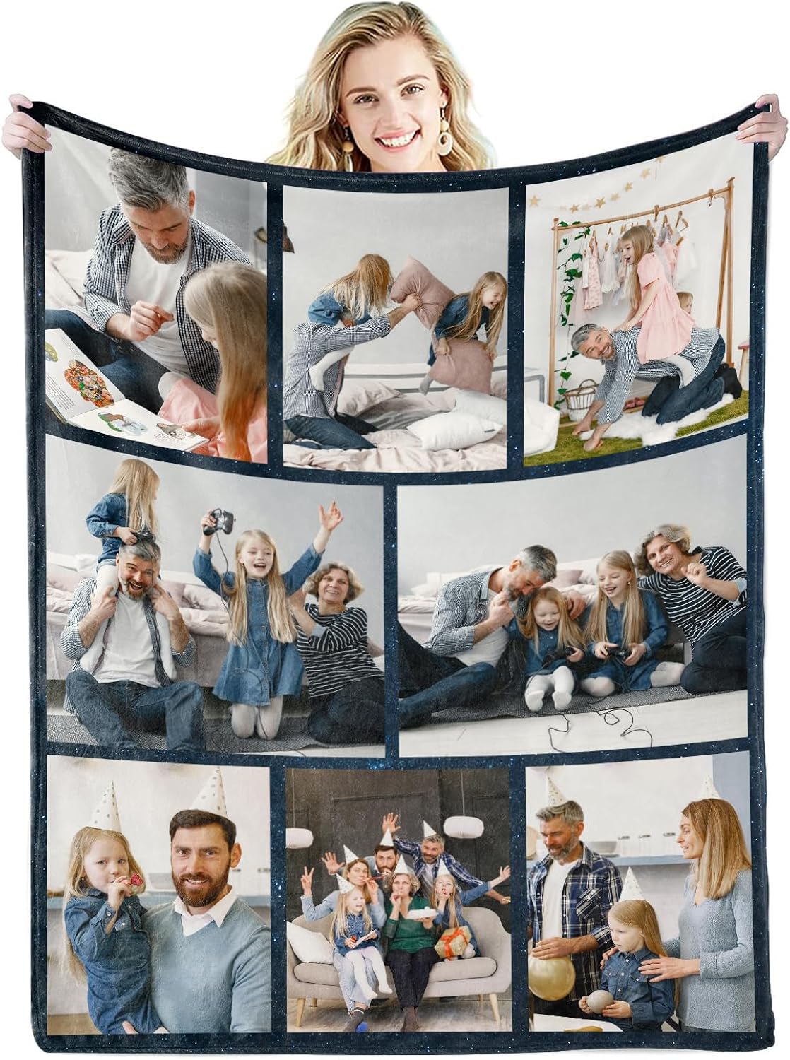 Youltar Custom Blanket with Text Picture Collage Customized Throw Blankets, Birthday Anniversary Wedding Personalized Halloween Christmas Couples Gifts for Boyfriend Girlfriend Photo 8 50"×70"