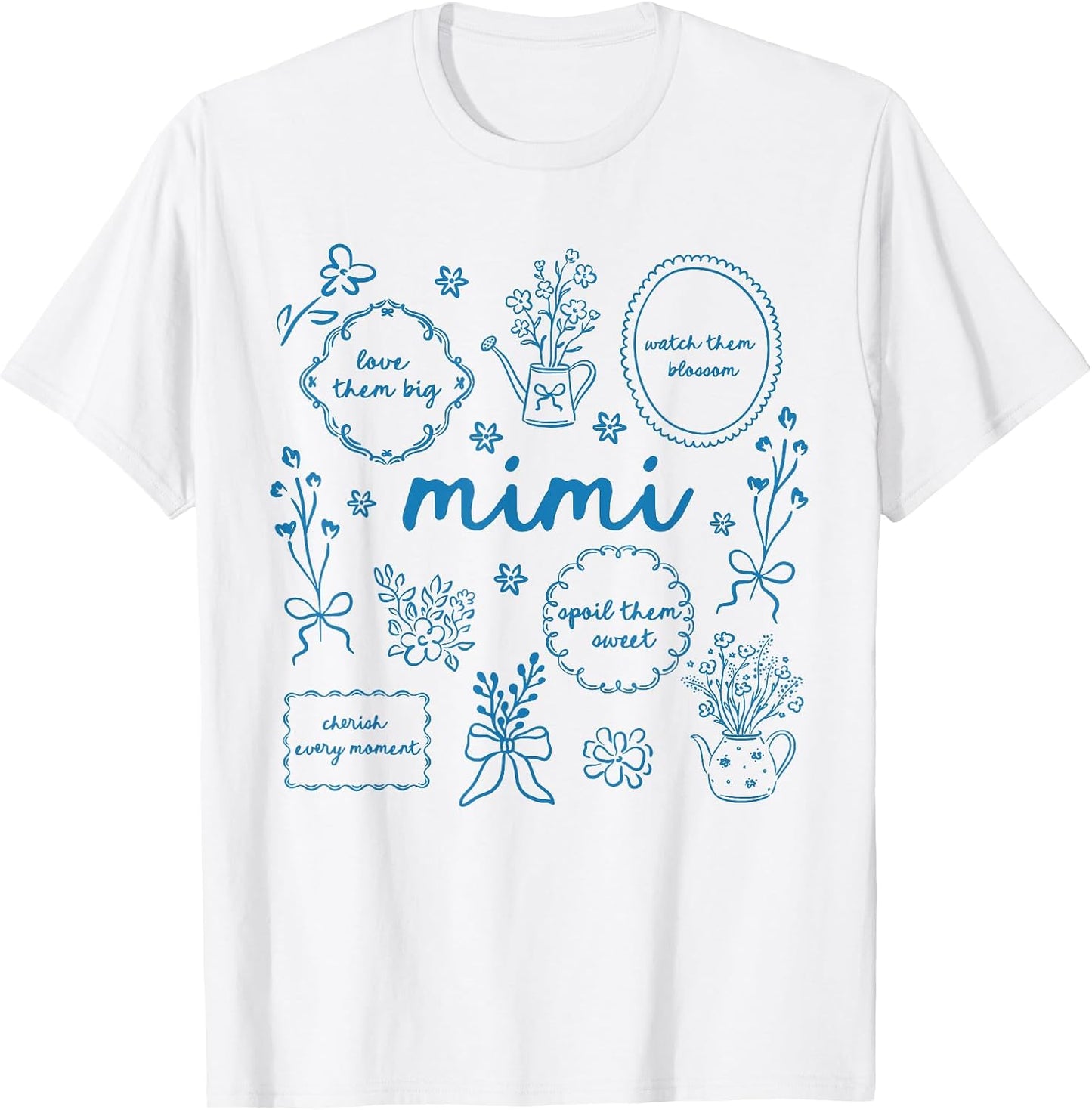 Mimi Blue Floral Aesthetic Wildflower Garden Mother's Day T-Shirt