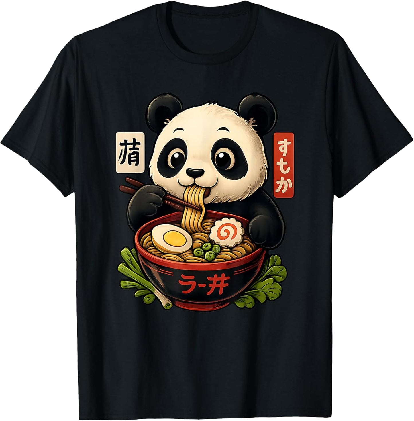 Cute Panda Lover Eating Ramen Cool Anime Graphic