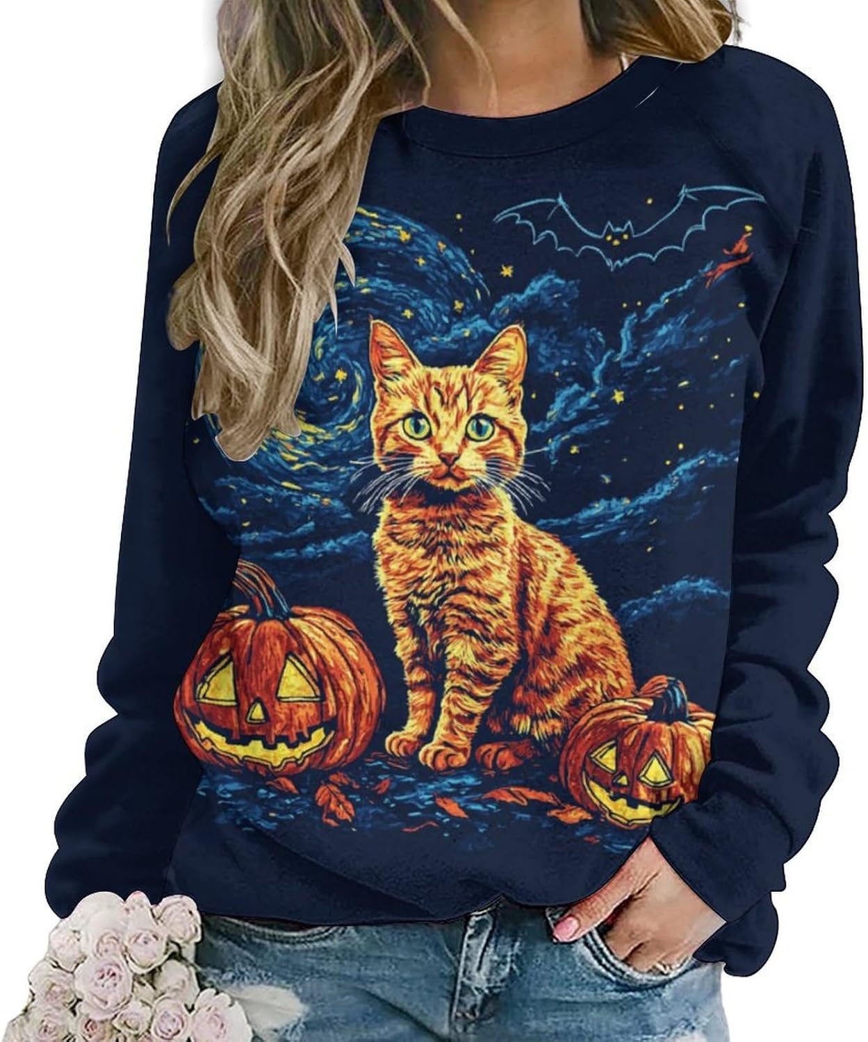 Womens Crewneck Sweatshirts Fall Winter Long Sleeve Pullover Tops Casual Halloween Christmas Graphic Tshirt Oversized