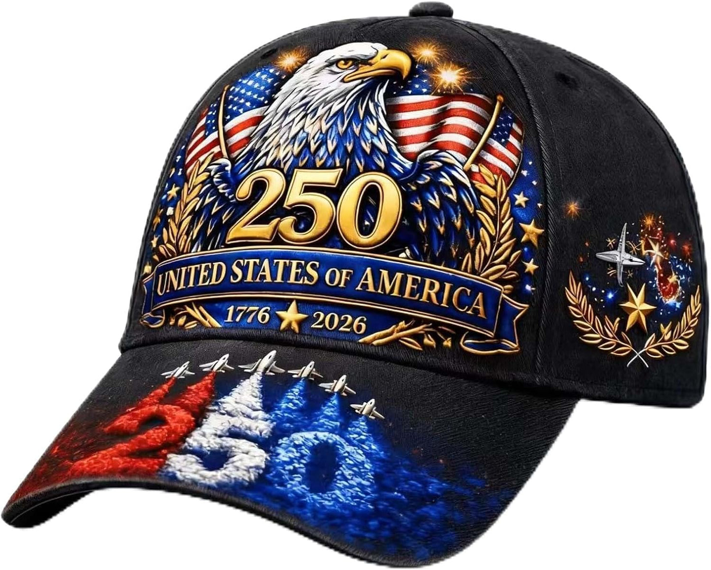 250th Anniversary USA Hat Adjustable Embroidered 250th Anniversary Patriotic Retro Washed Hat Baseball Caps