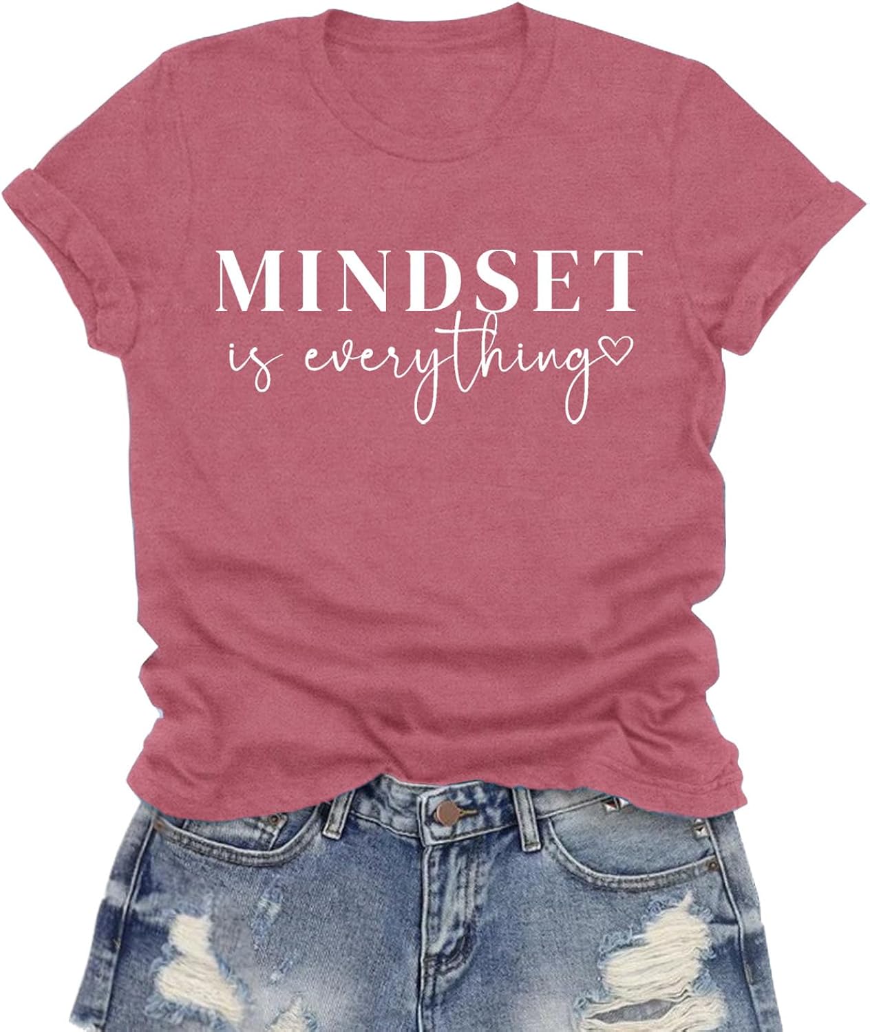 Positive Mindset Shirts for Women Inspirational T-Shirt Mindset is Everything Tee Tops
