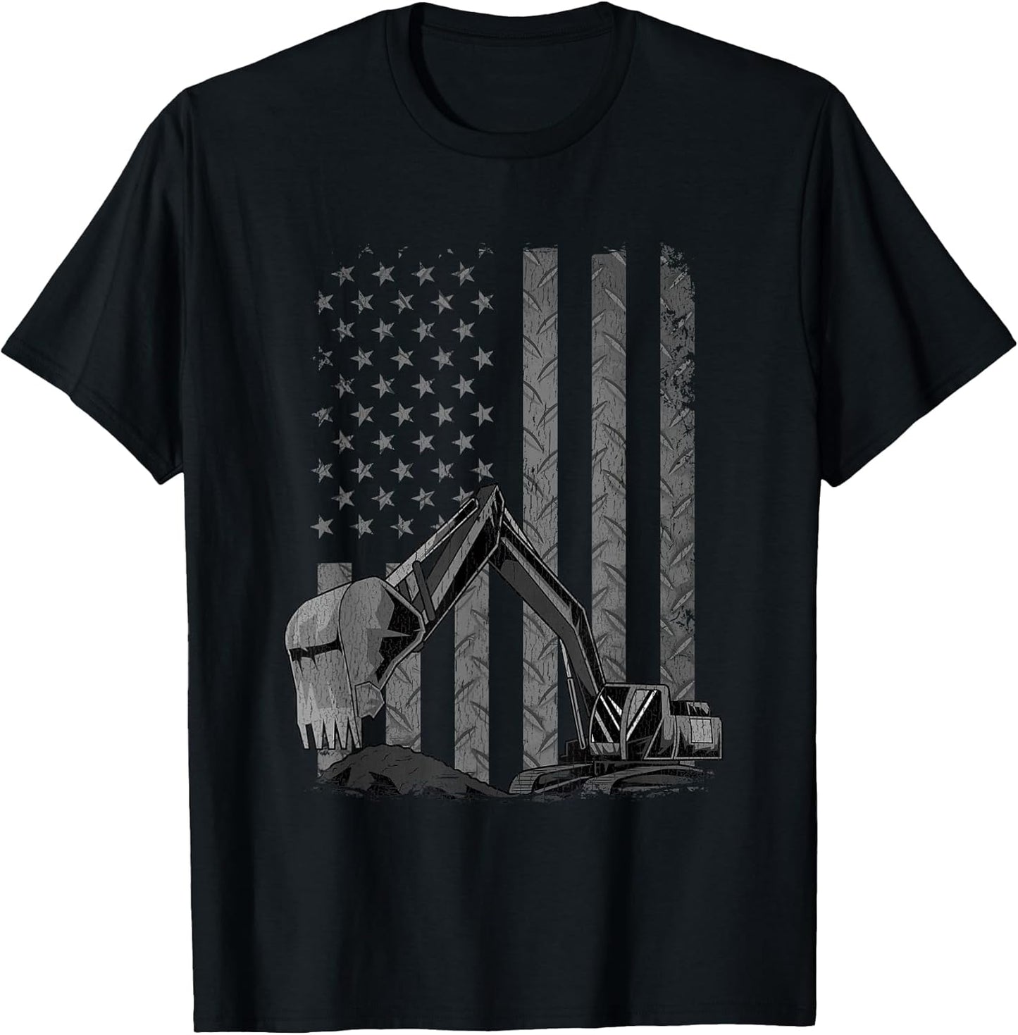 Patriotic Construction Worker Excavator Operator Digger Cool T-Shirt