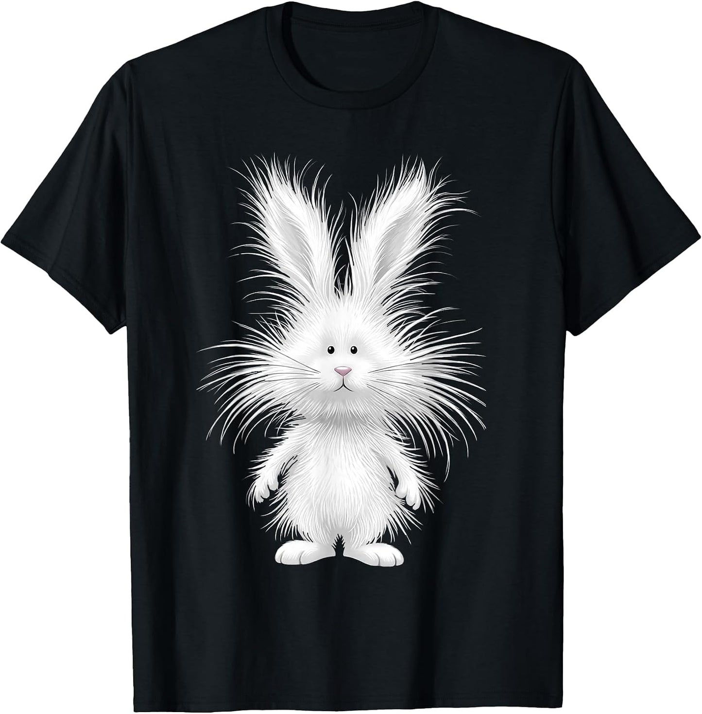 Funny Fluffy Bunny with Wild Fur Cute Rabbit Art T-Shirt