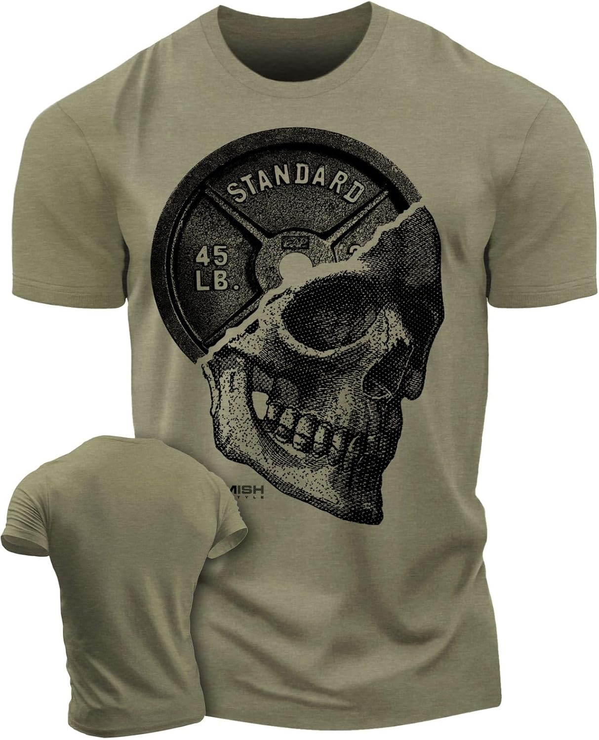 Skull Plate Gym Shirt, Work Out Deadlift Skull T-Shirt for Men