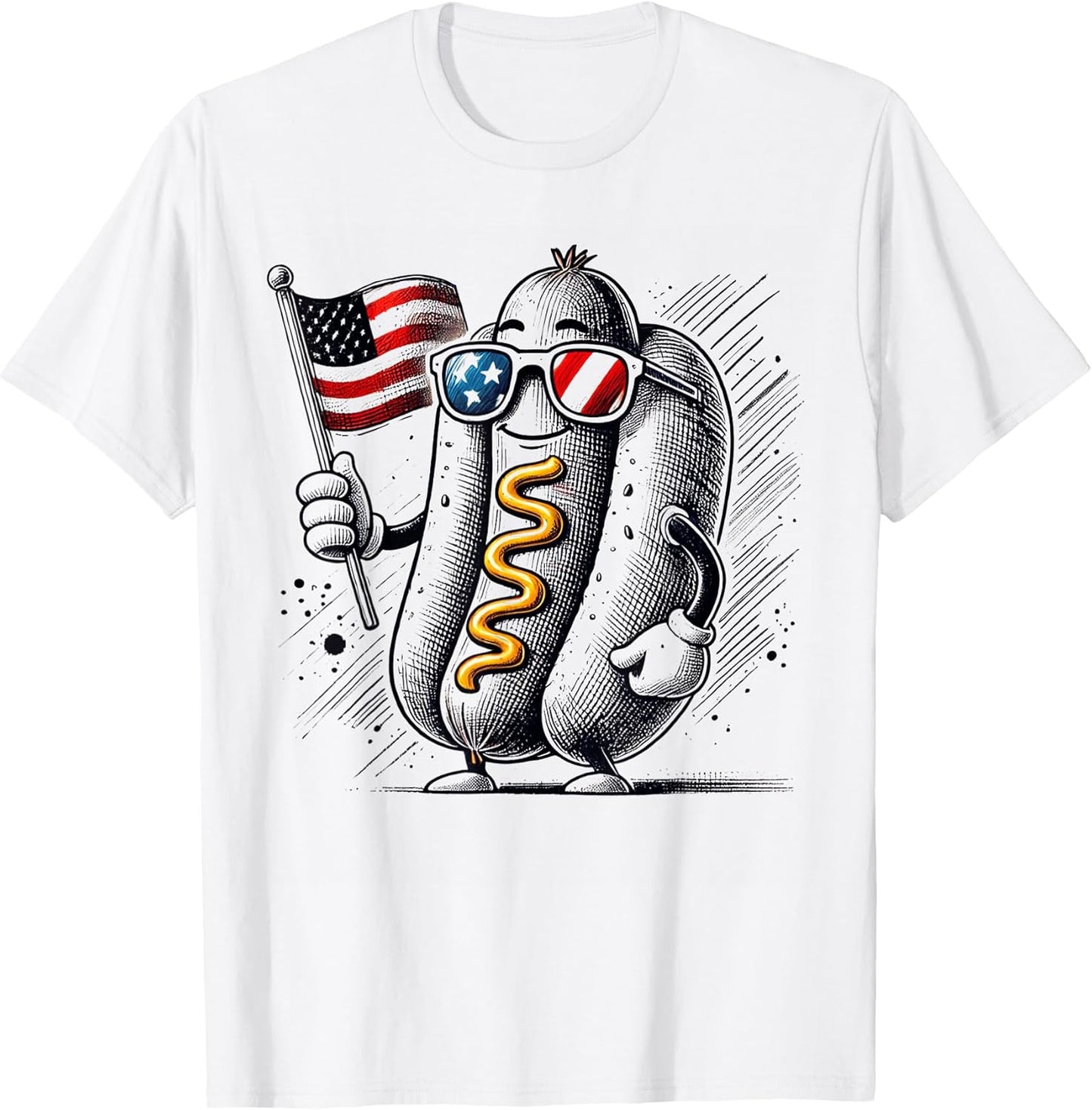 Funny 4th of July Hotdog Patriotic Vintage Tees