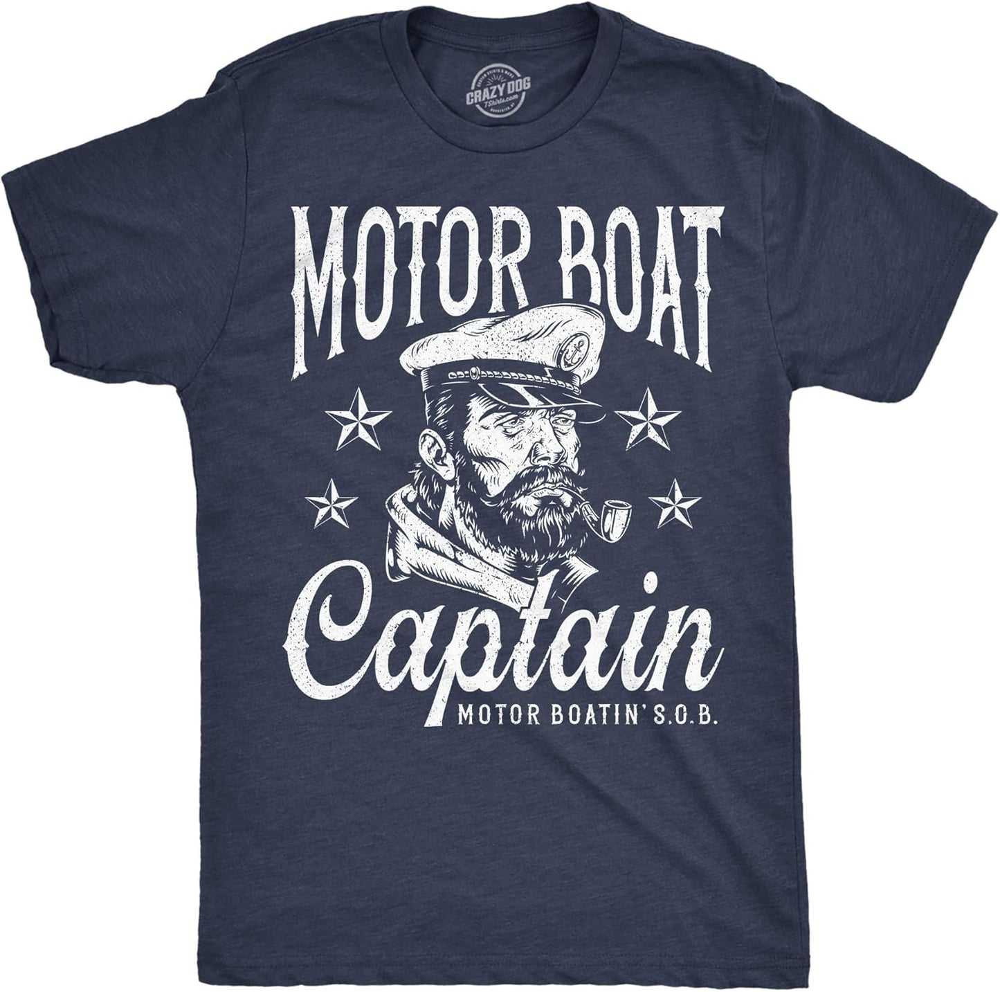 Mens Funny T Shirts Motor Boat Captain Sarcastic Sailor Graphic Novelty Tee for Men