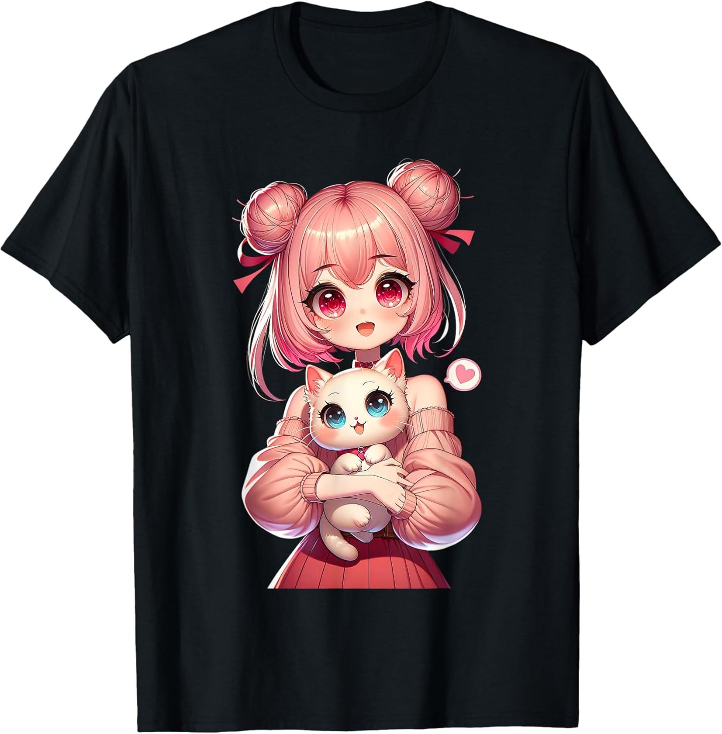 Kawaii Anime Girl with Adorable Cat Designs