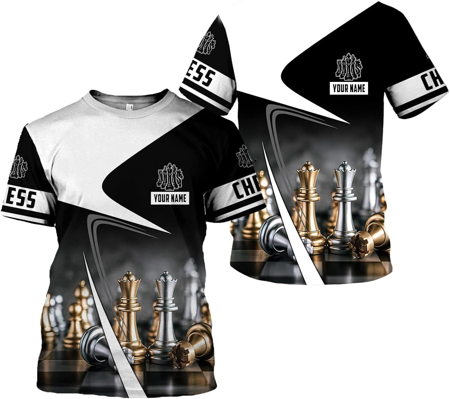 Personalized Name Chess 3D Full Color Shirt, Custom Name Chess 3D Shirt for Men, Women, Chess Lover, USA Chess Shirt