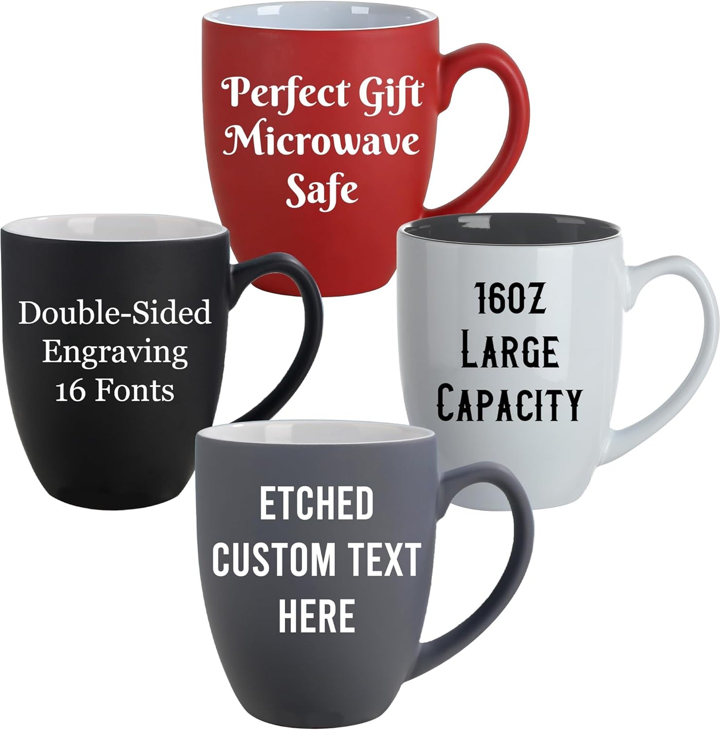 Personalized Coffee Mug Engraved with your Custom Text - Customized Coffee Mugs, Hot Chocolate Mug, Ceramic Tea Cup, Gift for women men, Birthday, Retirement