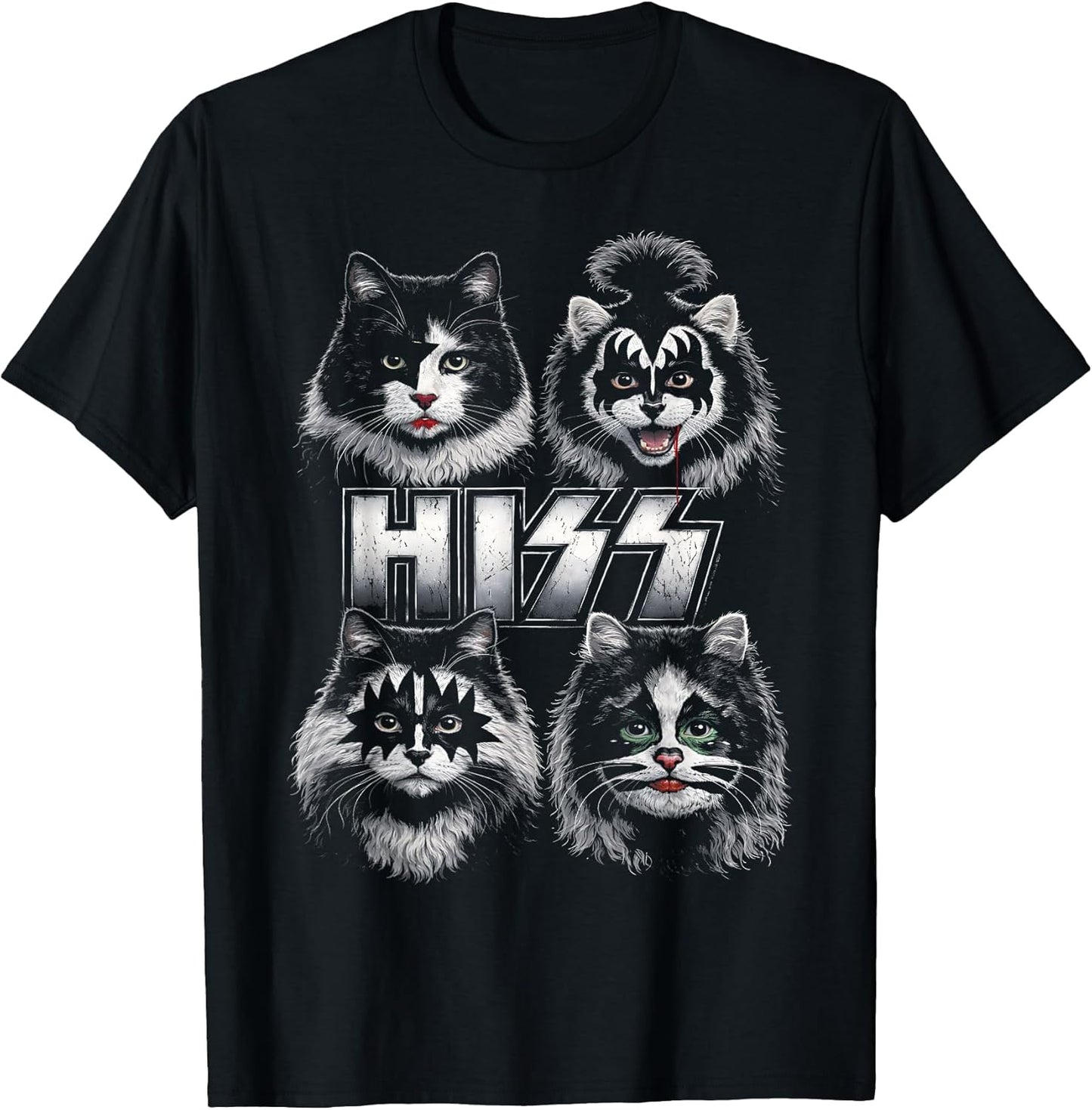 Hiss Cat Funny Kittens Rock Music Lovers Birthday Gifts Idea T-Shirt