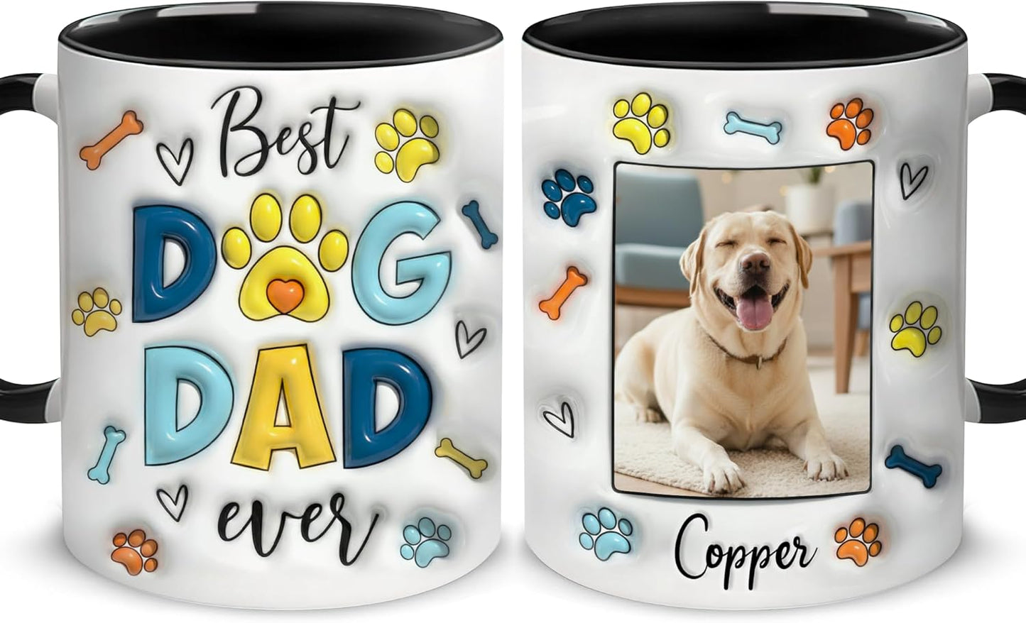 Hyturtle Personalized Dog Dad Mug Gift For Dad, Son – 2D Flat Printed Custom Photo Dog Dad Coffee Mug for Men – Best Dog Dad Ever Coffee Mug for Dog Lovers On Father's Day, Birthday & Christmas