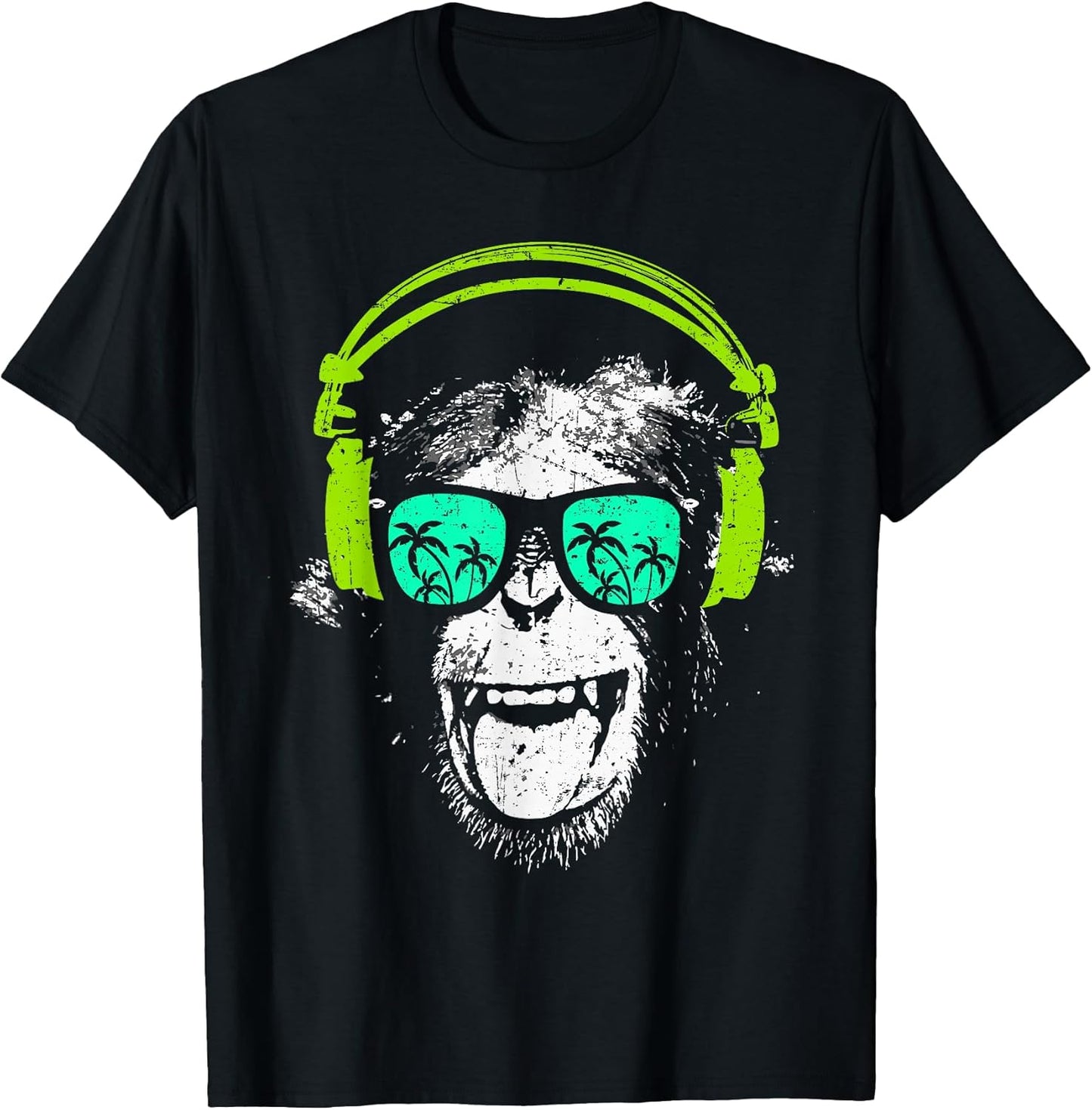Monkey DJ monkey with headphones sunglasses funny
