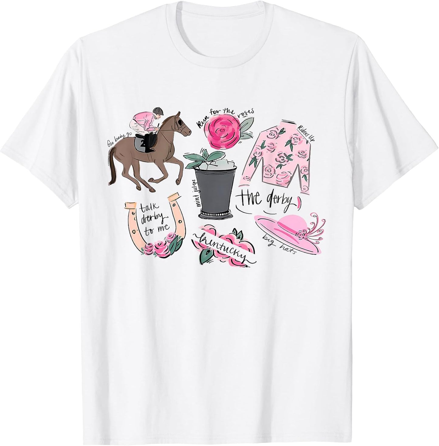 Horse Racing Doodles Derby Day Funny Silks Jockey T-Shirt