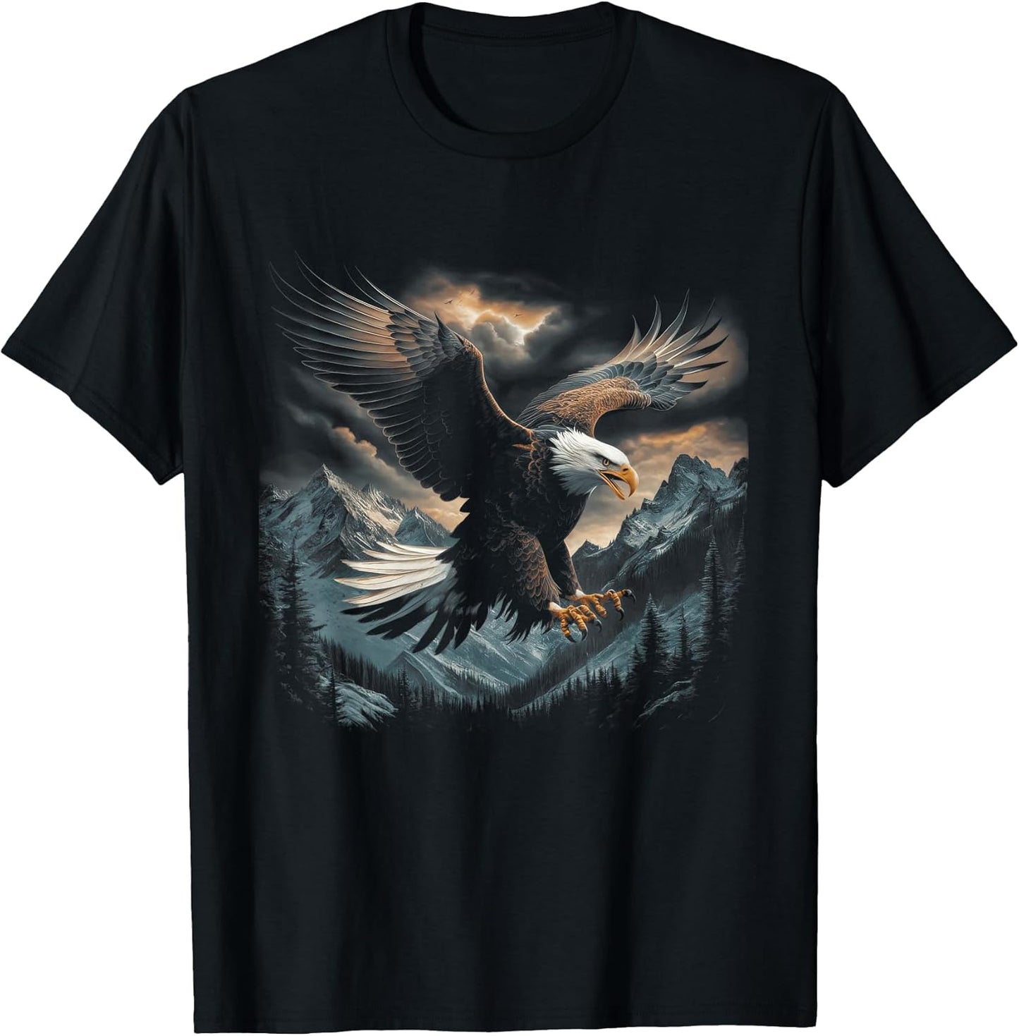 Bald Eagle Flying Across Mountains Forest 3