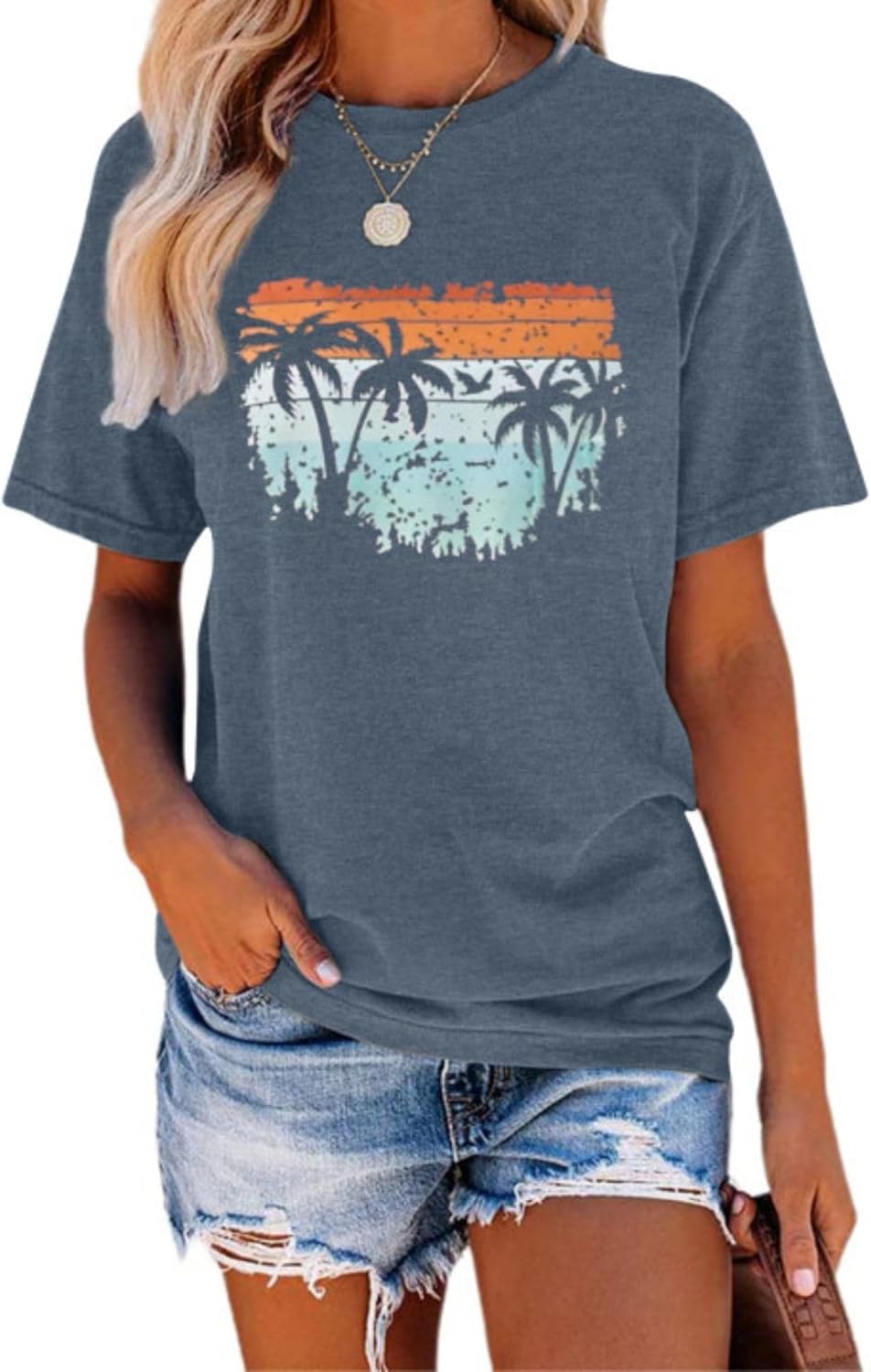 Women Los Angeles Graphic T Shirts California Letter Print Short Sleeve Tee Loose Casual Tops