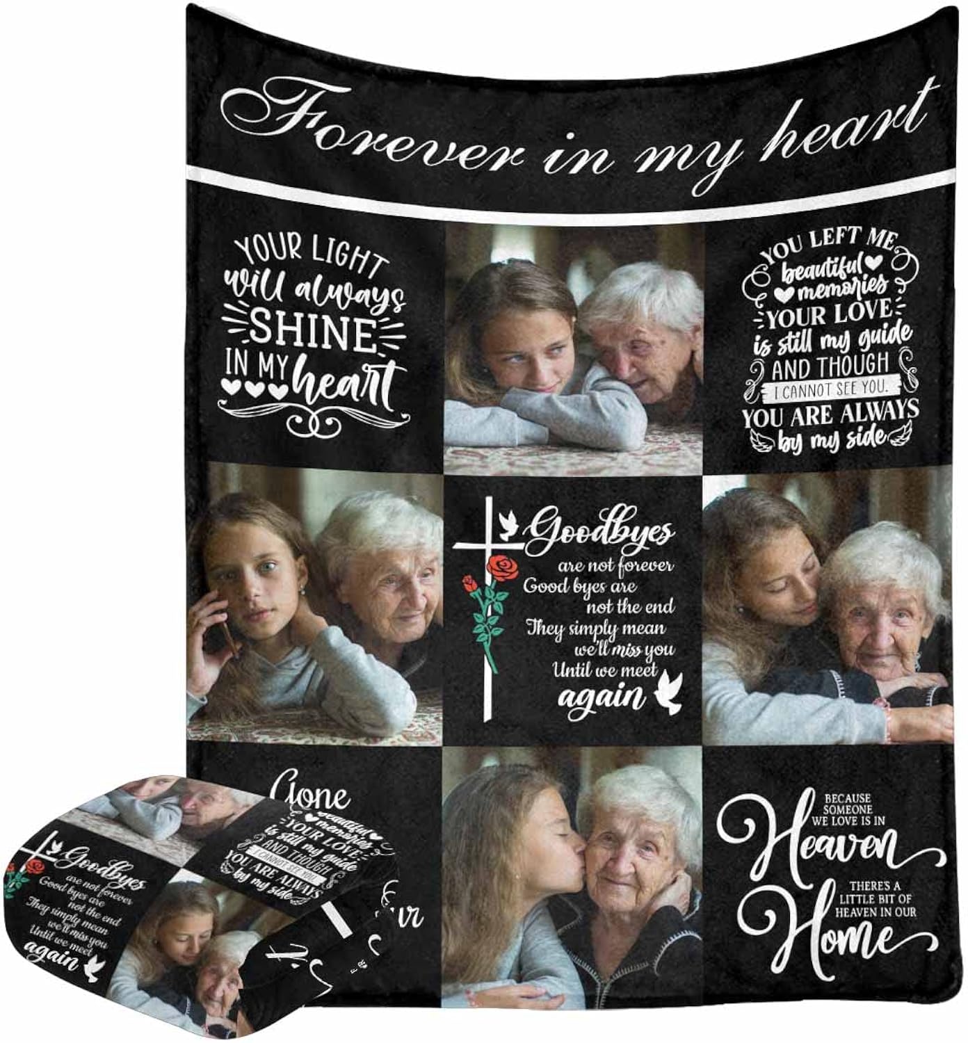 LOSARON Personalized Memorial Photo Blanket Always on My Mind Forever in My Heart Sympathy Bereavement Gift Fleece Blanket Custom Sympathy Blankets with Picture for Christmas