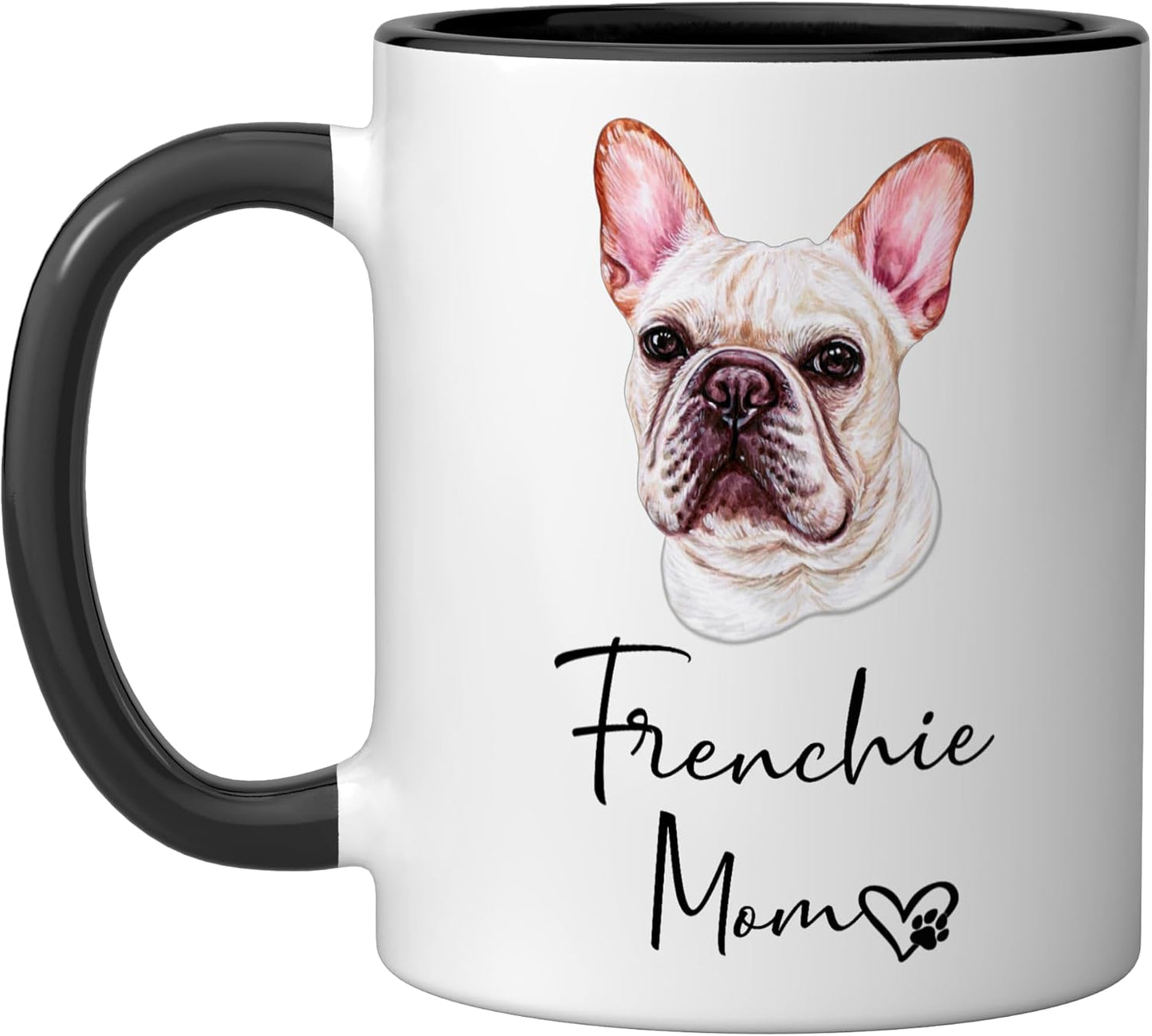 FRENCHIE Mom Dog Mummy French Bull Dog Ceramic Mug, Black/White