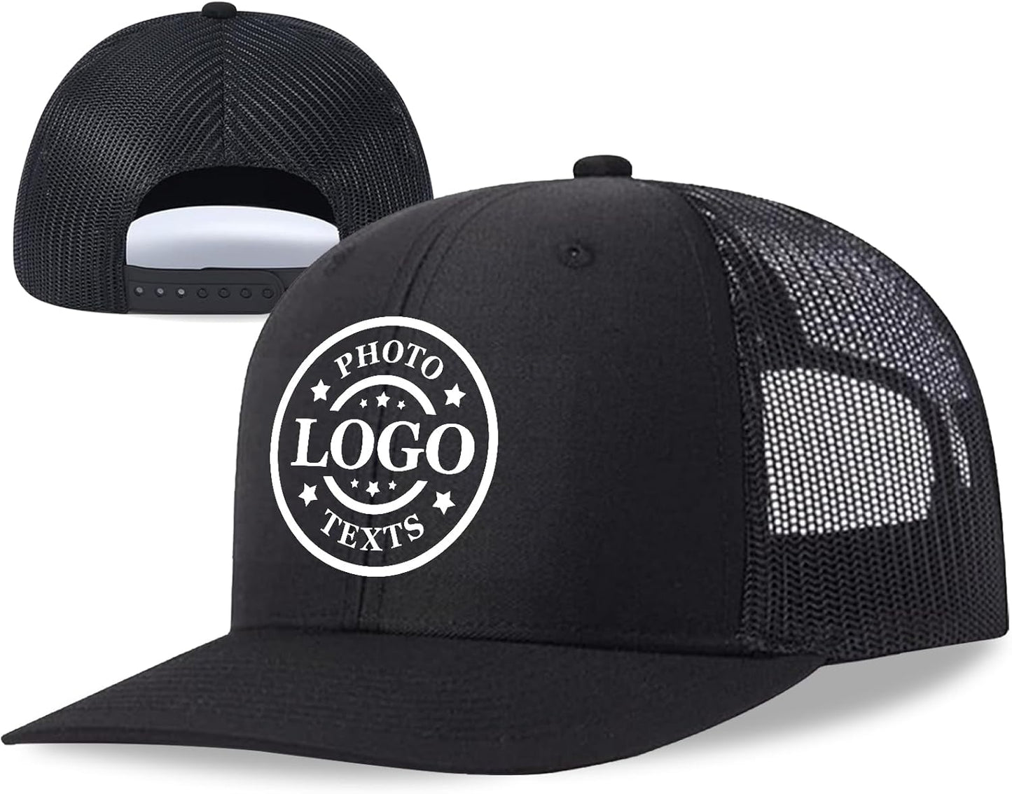 Bulk Custom Hat Design Your Own Trucker Hat with Logo Text, Customized Baseball Cap for Men Women, Black