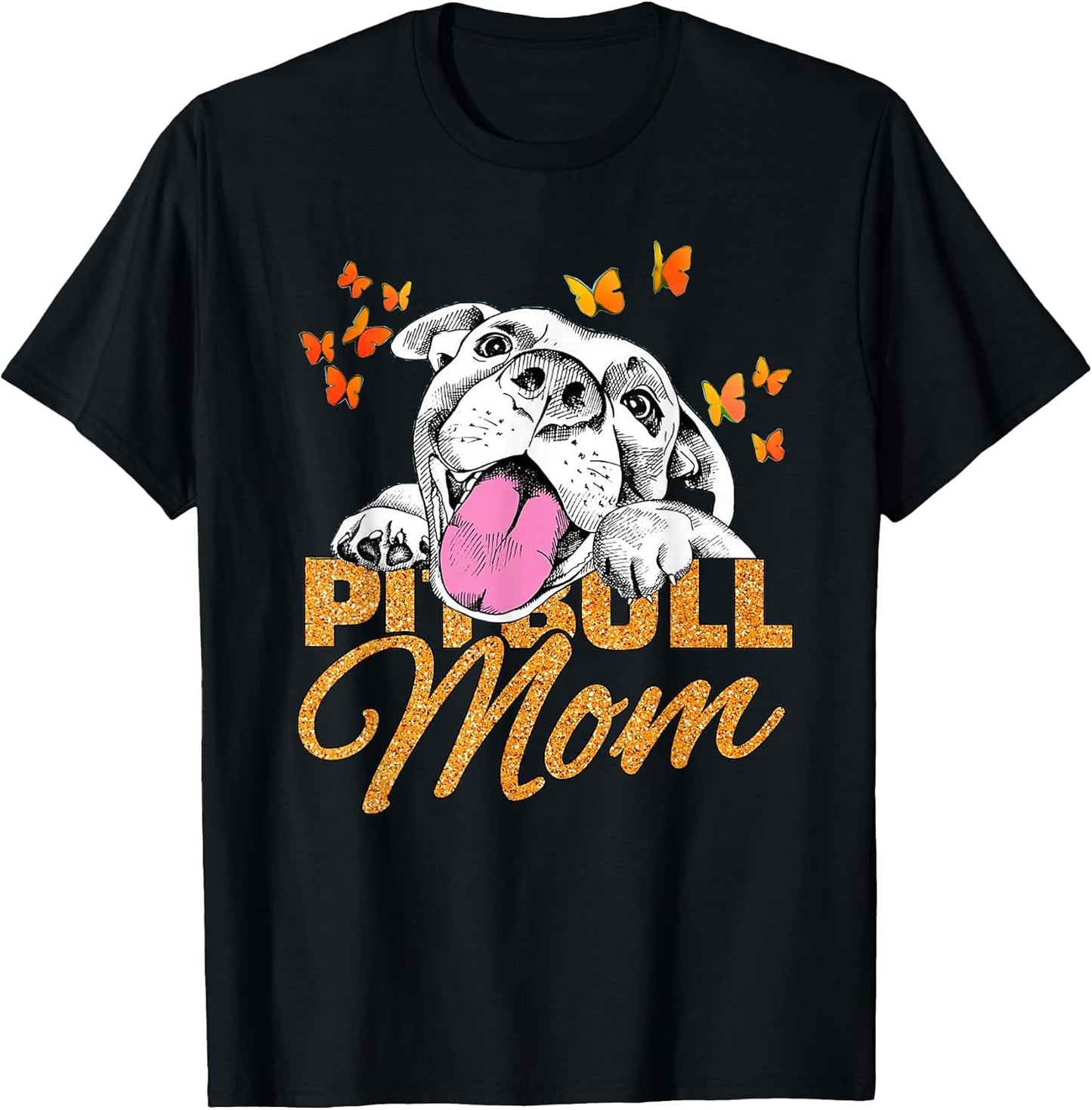 Pitbull Mom Dog Lover Butterfly Cute Blink Gift Women T-Shirt