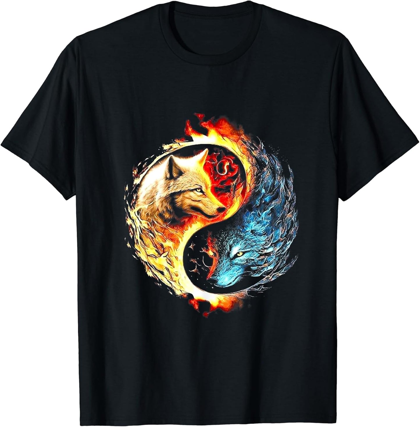 Wolf Yin Yang Japanese Art Streetwear Graphic Tee.