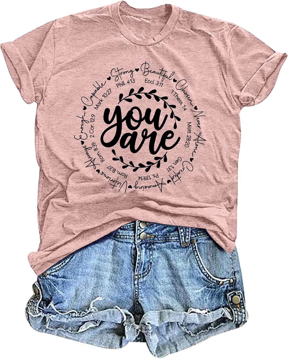 Christian Tshirts for Women You are Shirts Inspiration Tees Graphic Jesus Faith Casual Short Sleeve Blouse Tops