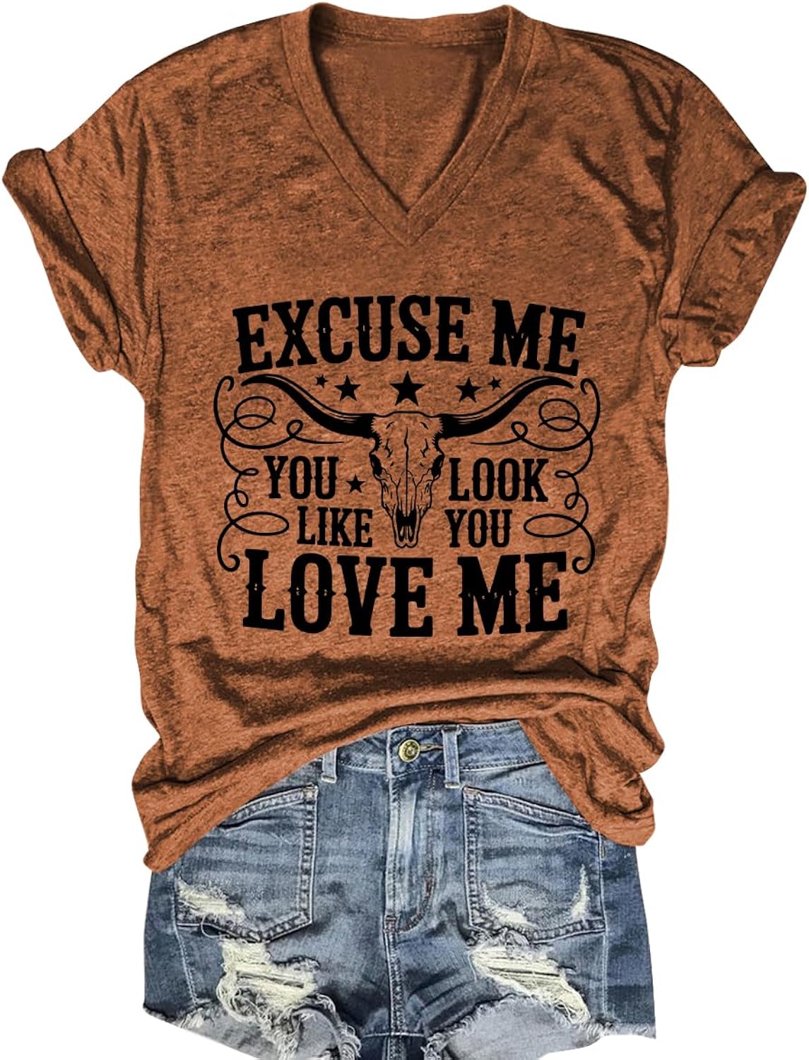 Excuse me You Look Like You Love Me Shirts Vintage Cow Skull T Shirt Country Music Graphic Tees Short Sleeve Tops