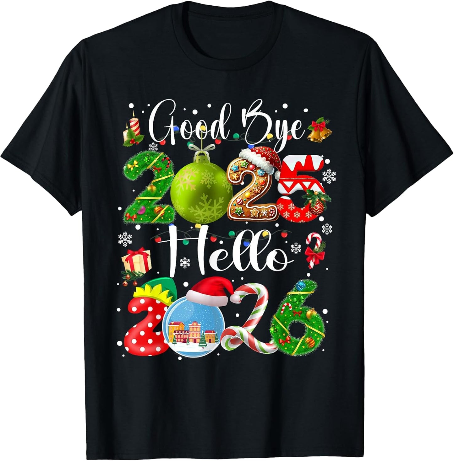 Goodbye 2025 Hello 2026 NYE Xmas Matching Tee