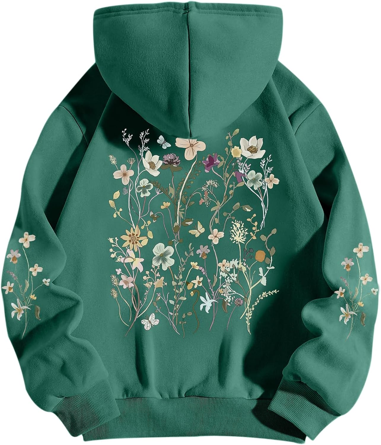 Women's Floral Printed Hoodies Vintage Aesthetic Flower Graphic Sweatshirt Cute Boho Fleece Thermal Hoodie Pullover