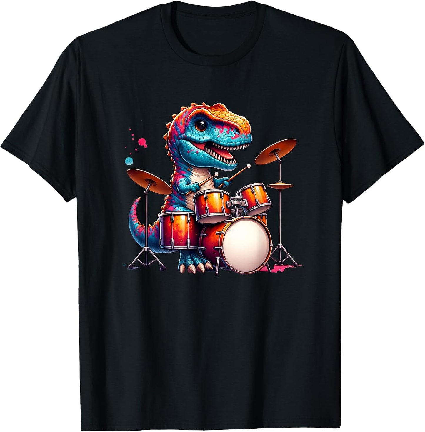 Cool T-Rex Dinosaur Drummer Music Band Design T-Shirt