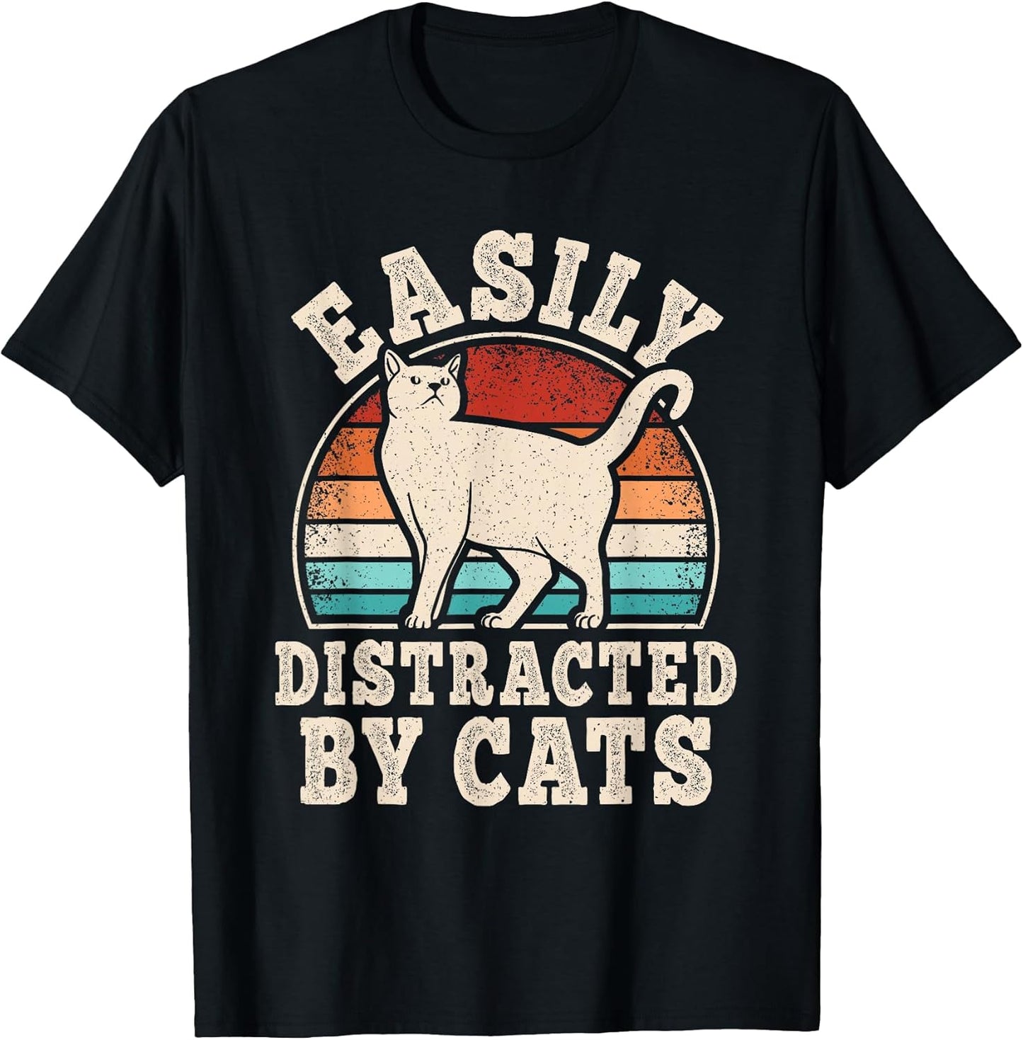 Easily Distracted by Cats Retro Cat Lover Vintage Men Women T-Shirt