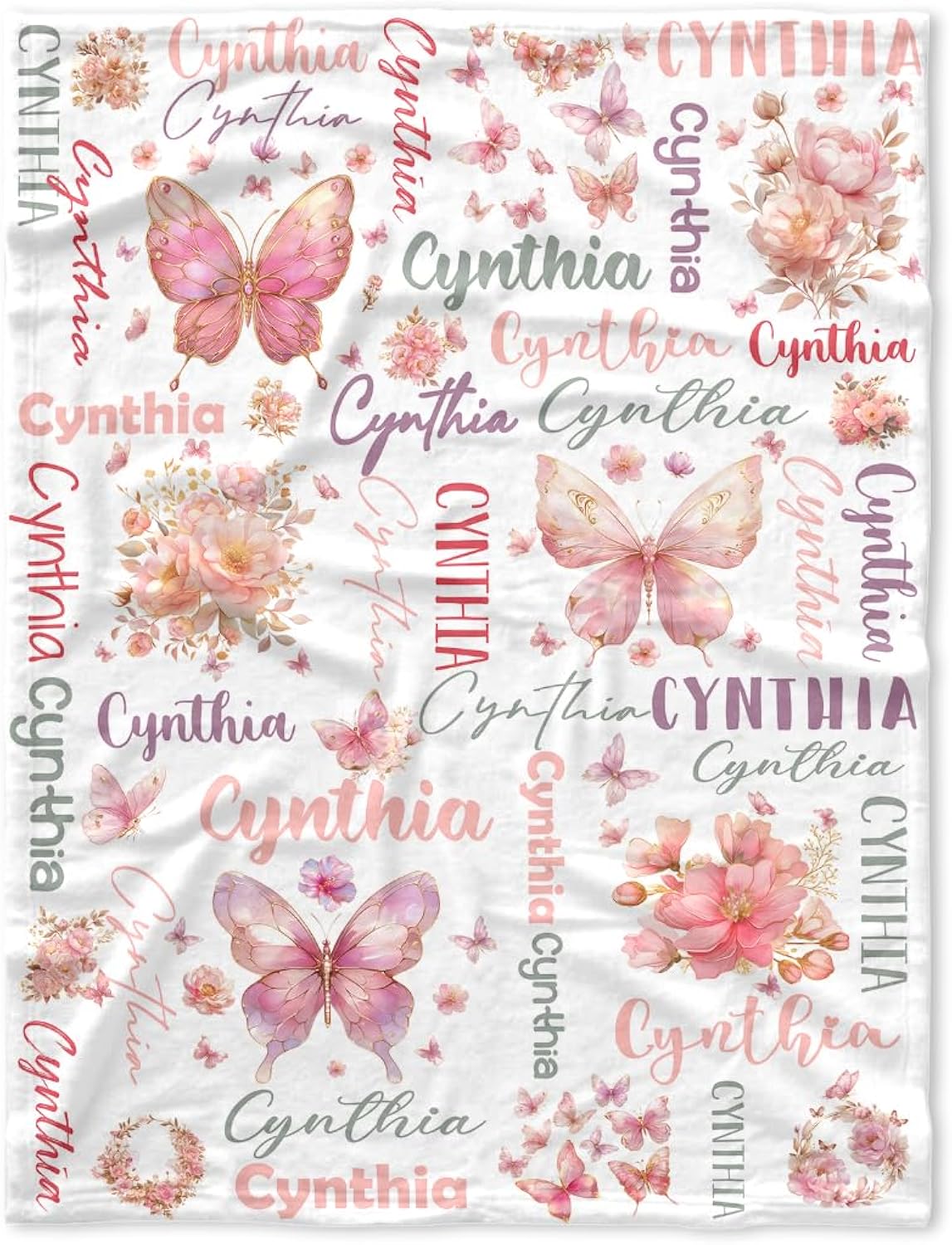 Ship Next Day, Personalized Baby Blanket for Girls, Custom Baby Blanket with Name, Soft Cozy Personalized Name Blankets for Kids, Custom Gifts Blanket for Infant Toddler Birthday Christmas
