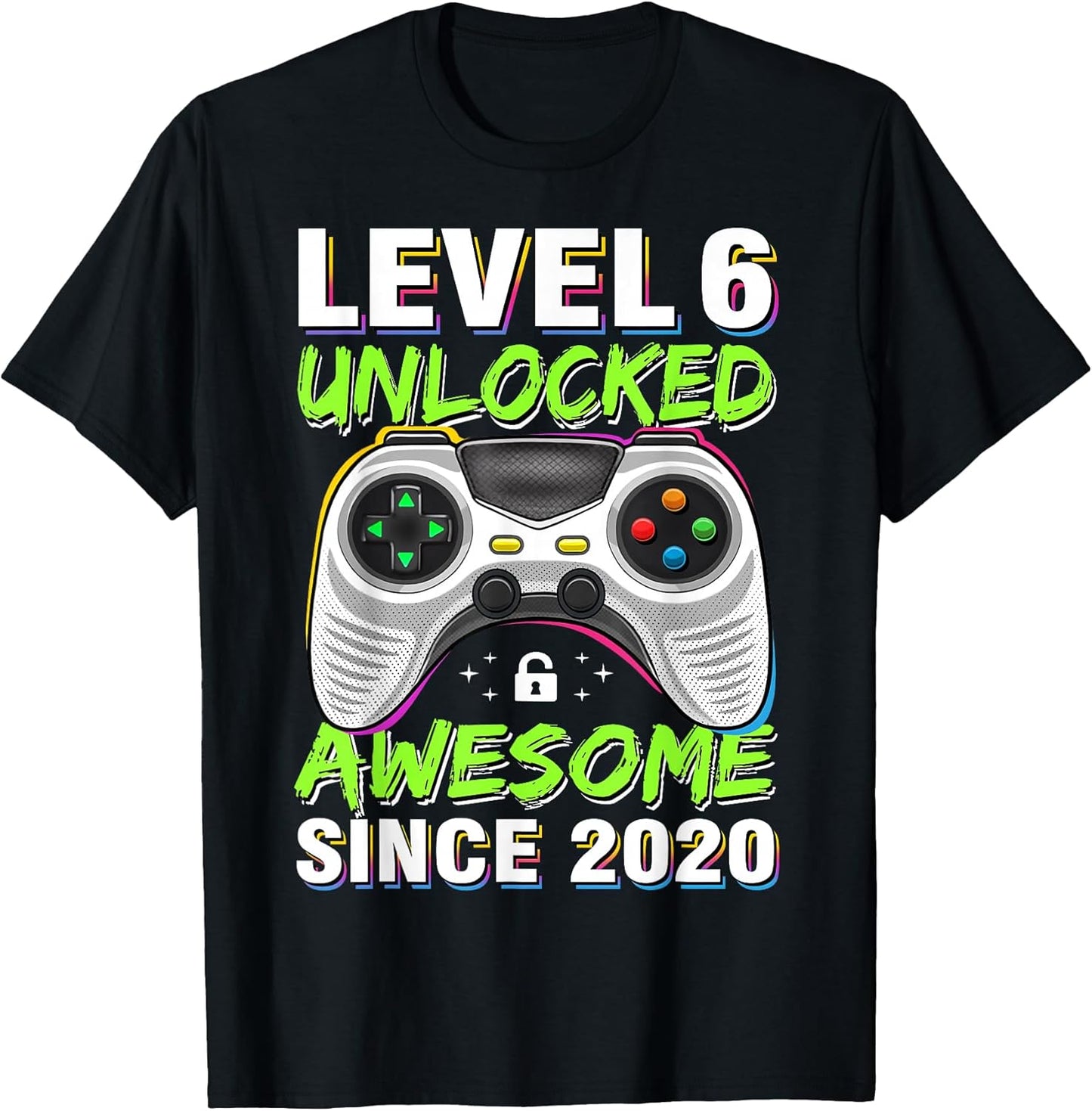 Level 6 Unlocked Awesome Since 2020 6th Birthday Gaming Boys T-Shirt
