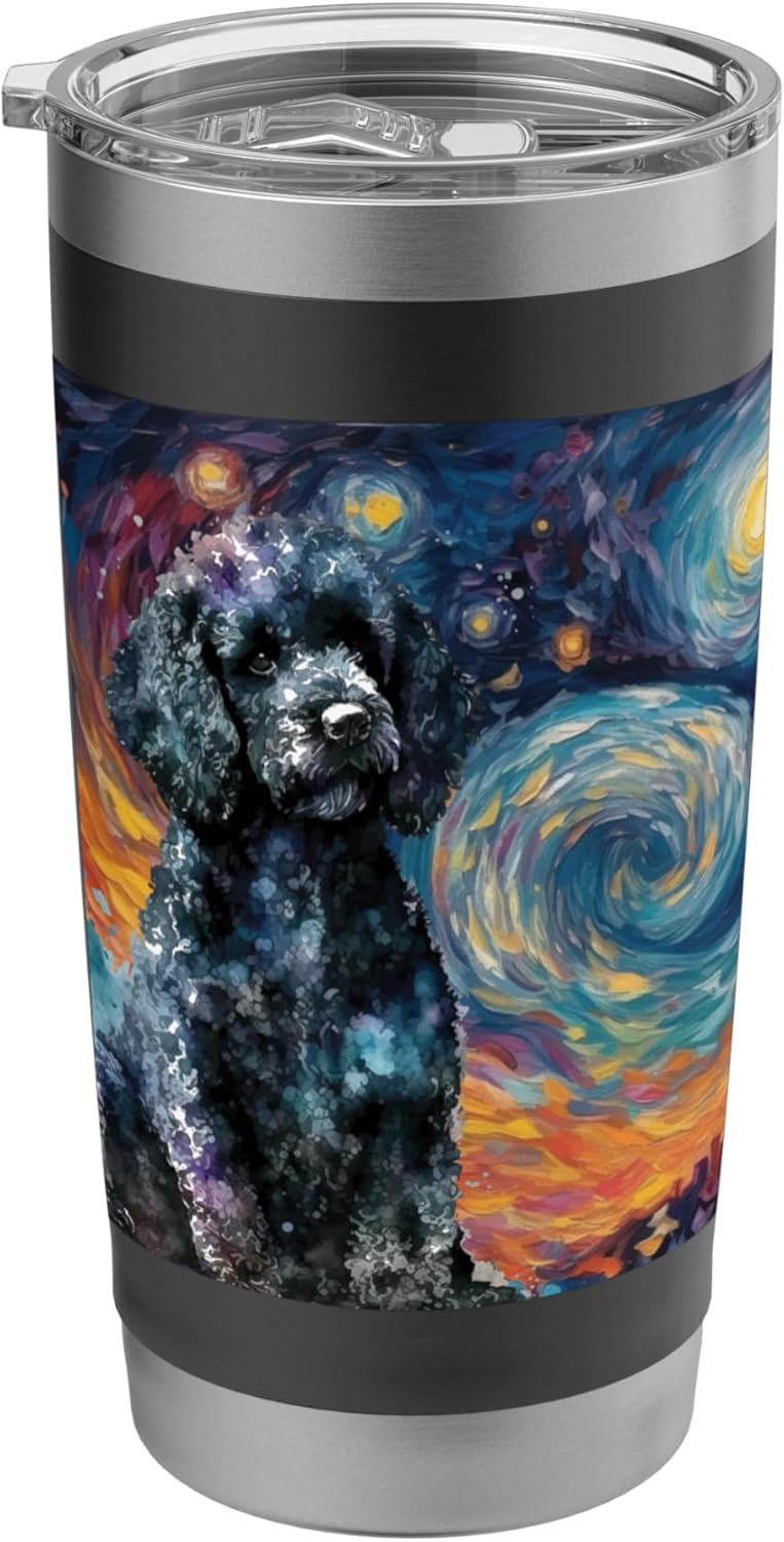 Black Poodle Starry Night - Dog Lover Puppy Pet Owner Stainless Steel Insulated Tumbler