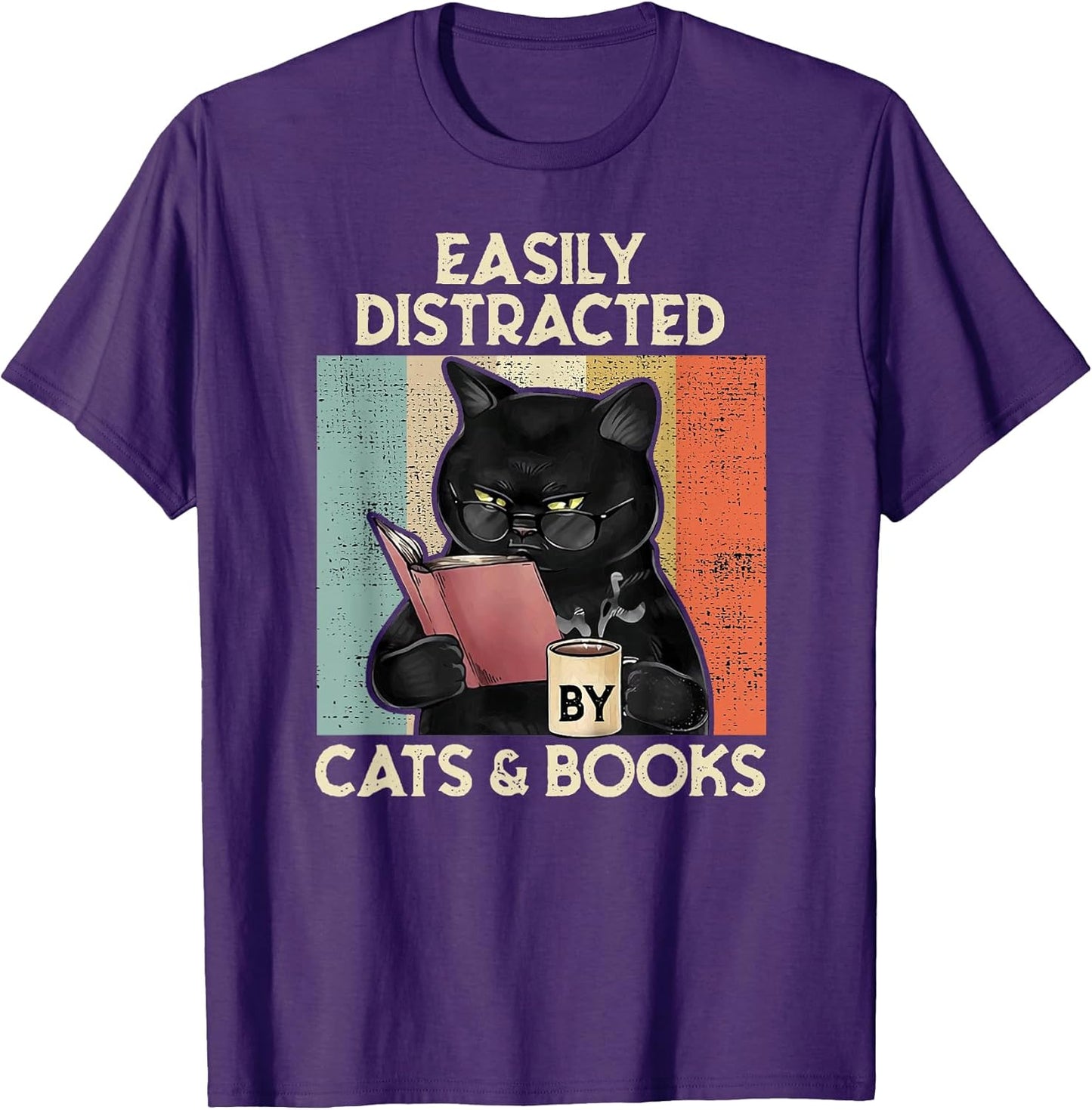 Easily Distracted by Cats And Books for Cat Lovers T-Shirt