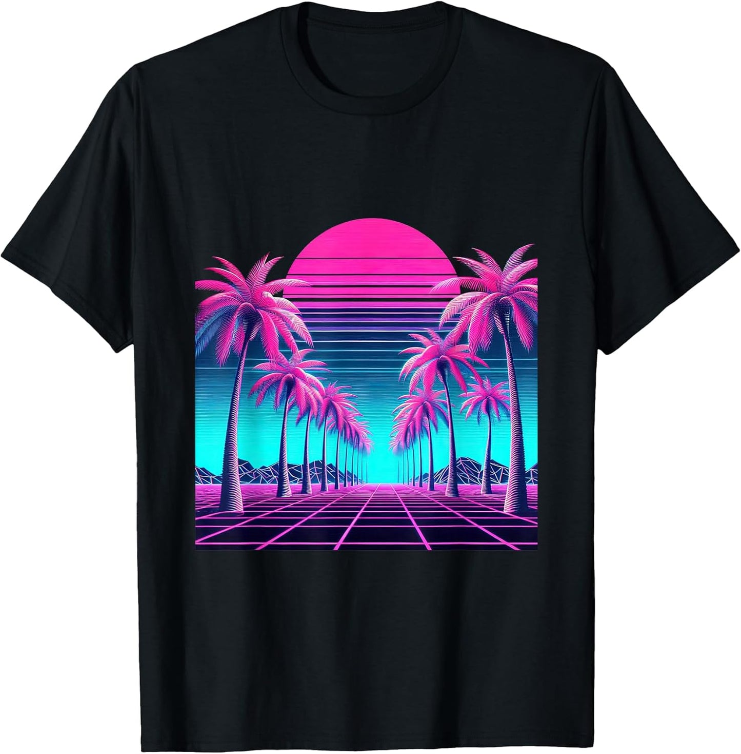 Retro 80s Vaporwave Synthwave Palm Tree Sunset Aesthetic T-Shirt