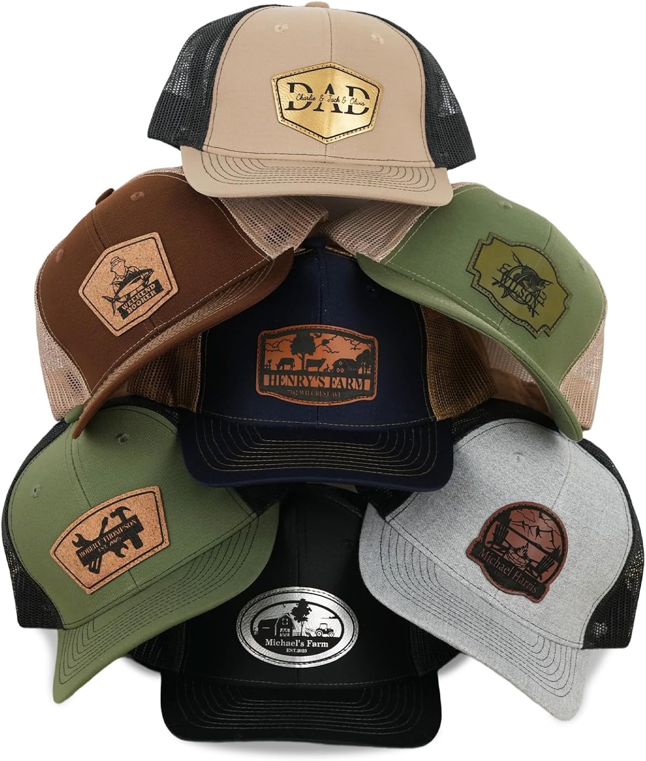 Custom Logo Trucker Hats for Men - Personalized Leather Patch Baseball Caps Adjustable Work Hats for Logistics Delivery