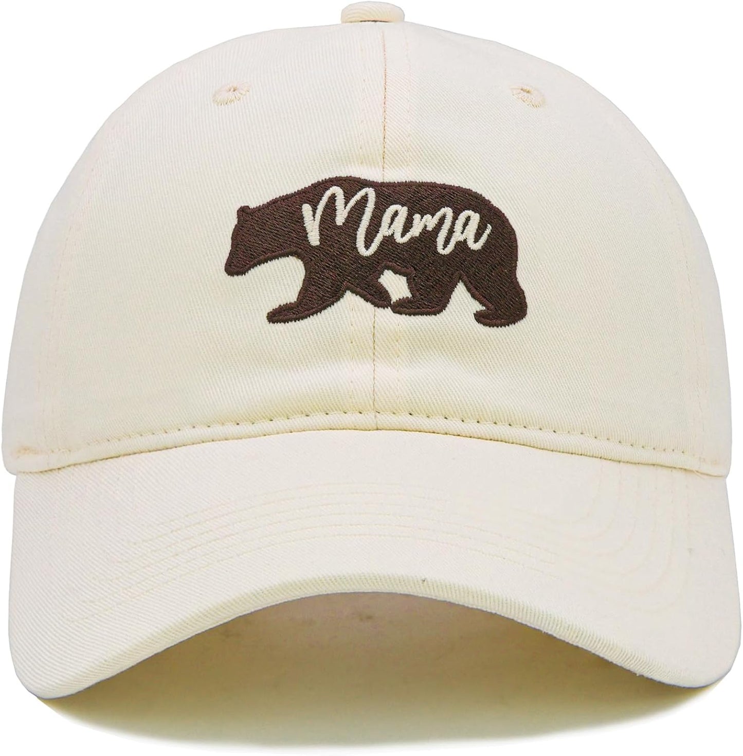 Mama Bear Baseball Cap, Adjustable Embroidered Mama Bear Hat for Women, Mother's Day Birthday Gifts for Mom Beige