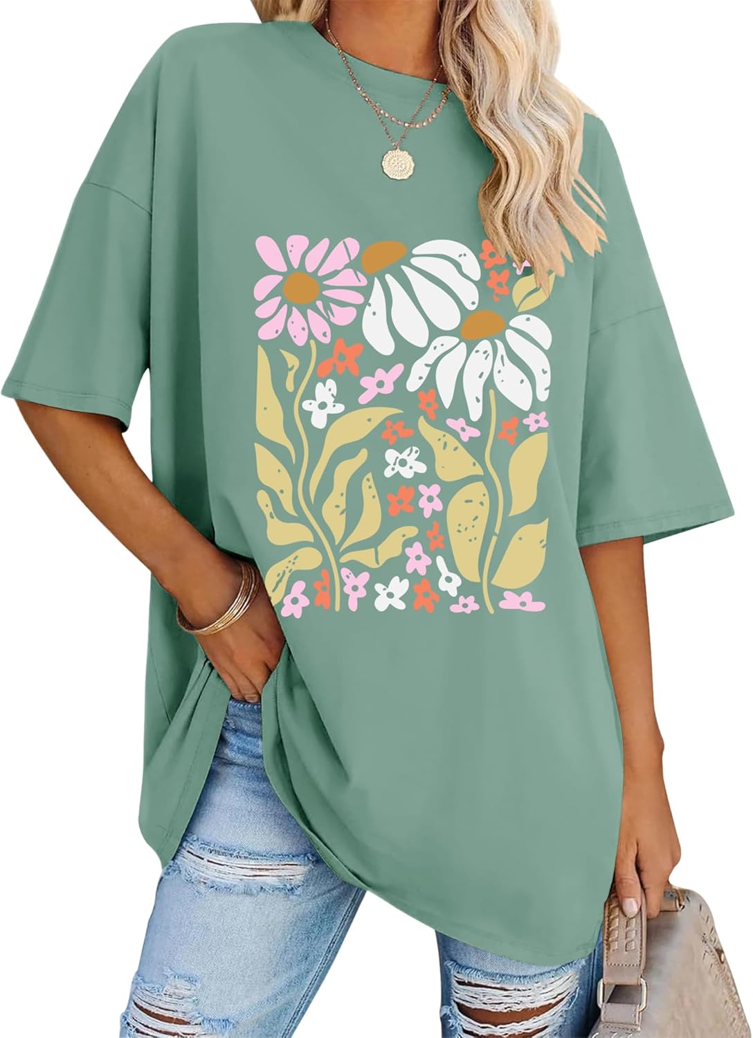 Oversized Graphic T Shirts for Women Short Sleeve Crewneck Summer Tops Loose Casual Basic Tees