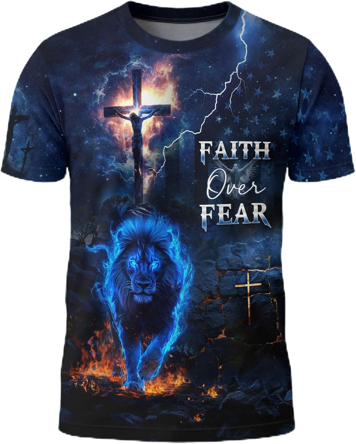 Faith Over Fear Shirt, Christian Shirt for Men, Religious Shirts for Men, Bible Verse Tee, Cross Shirts