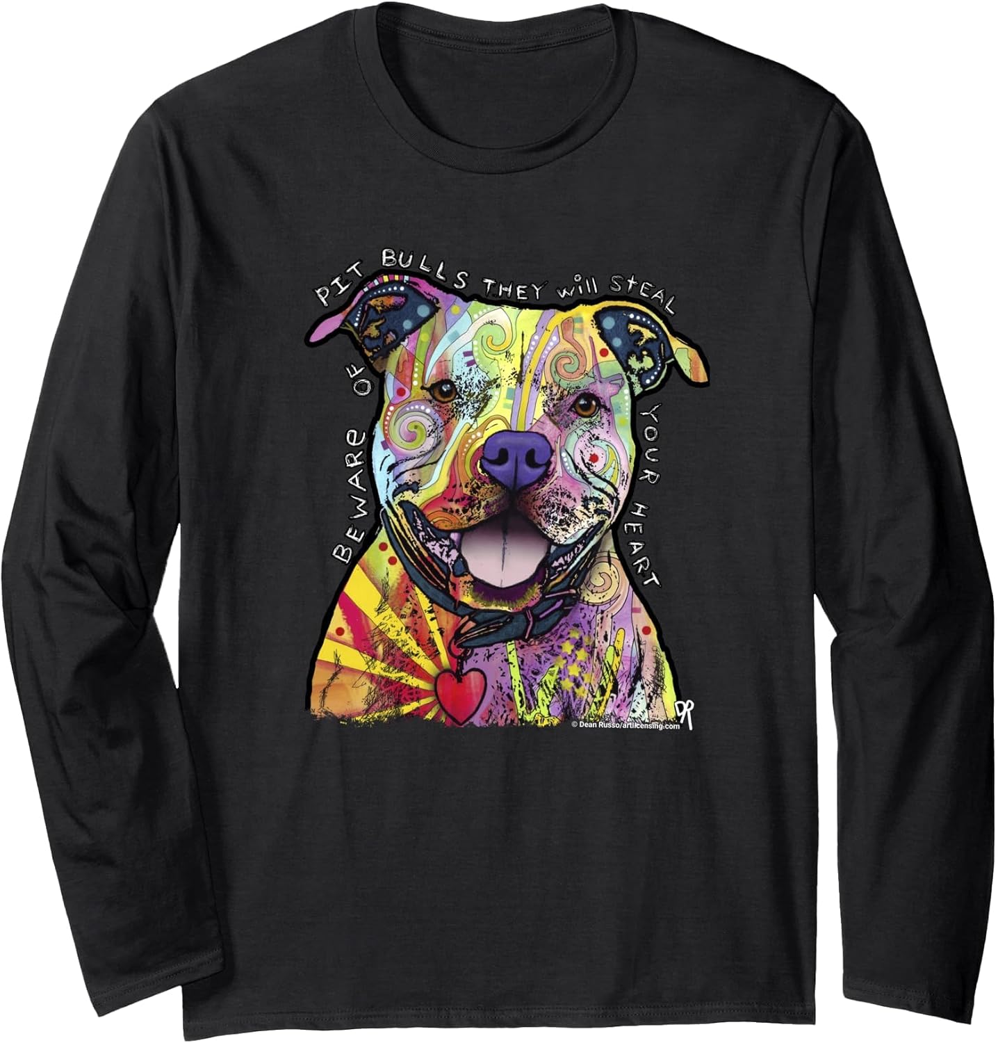 Beware of Pit Bulls, Dean Russo Pitbull Original - Dog Lover Long Sleeve T-Shirt