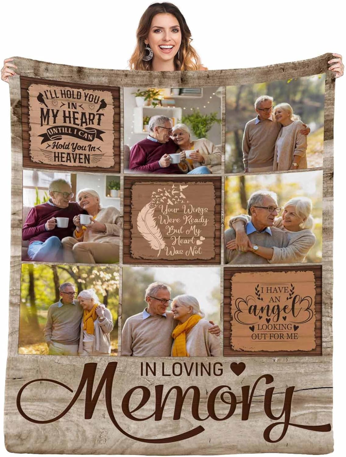 Custom Memorial Blanket with Photo, Sympathy Gift Personalized Throw Blanket, Loving Memory Forever Remembered Blanket with Pictures