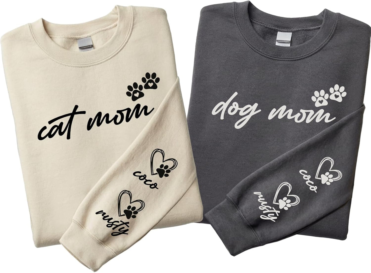Custom Dog Mom Shirt with Name, Cat Dad Sweatshirt Gifts for Mothers Day, Fathers Day, Birthday, Christmas, Pet Owner & Lover