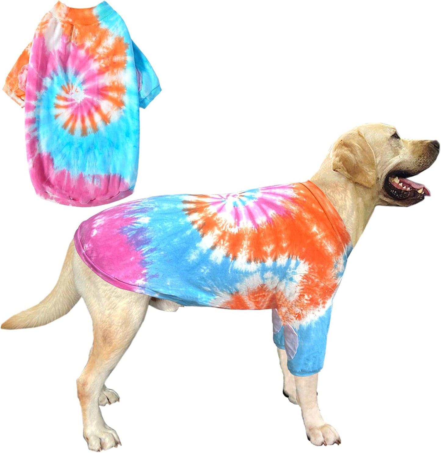 Dog Cotton Colorful Pink Orange T-Shirts Soft and Stretchy Dog Shirt Pajamas Pets Clothes for Large Dogs(XL PinkOrange)