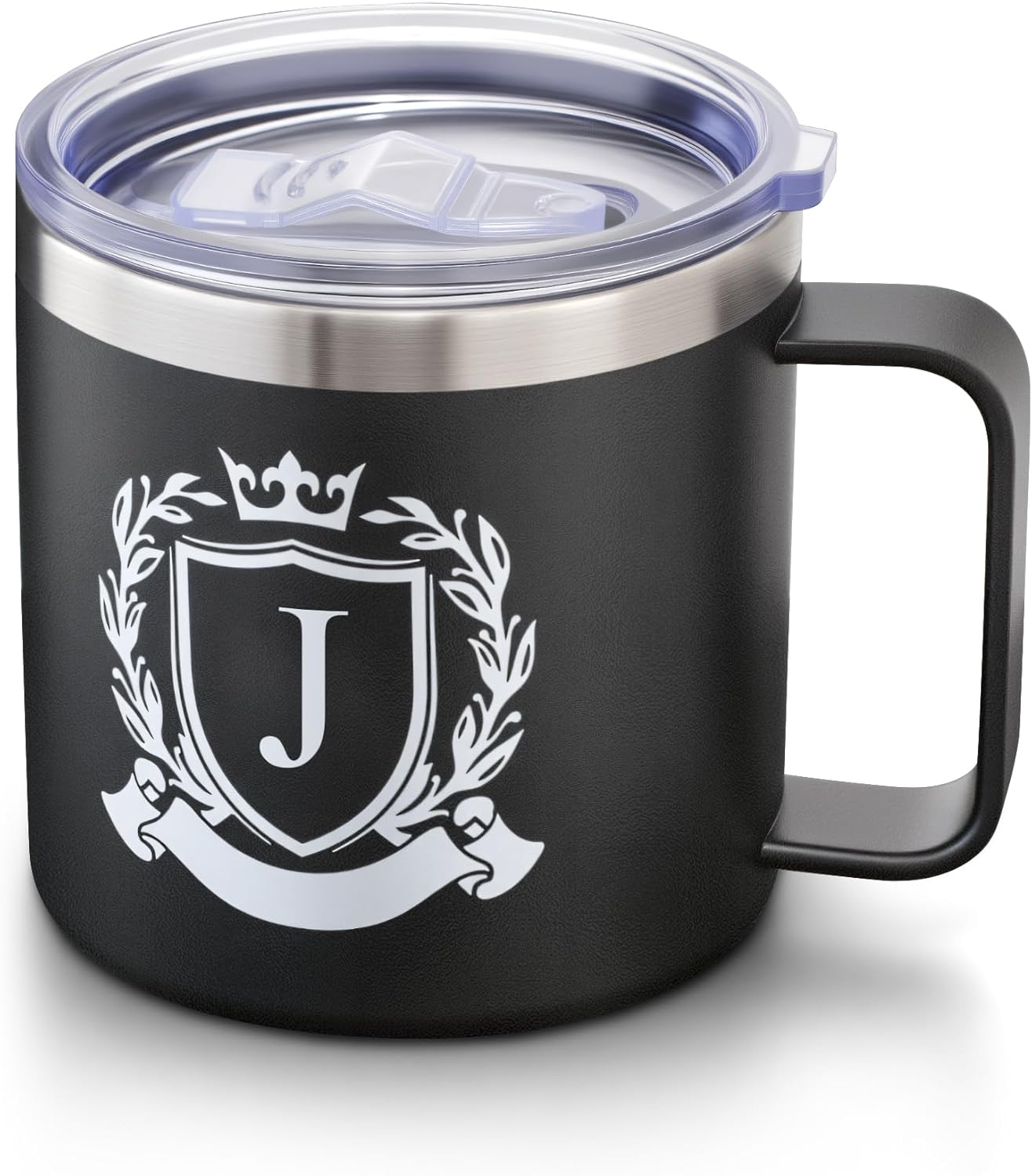 Personalized 14 Oz Insulated Coffee Mug with Lid Travel Large Cup Adult Men Guy Him Brother Dad Boyfriend Uncle Niece Best Friendship Grandpa Grandfather Husband Son Happy Birthday Cool Unique Gifts,J