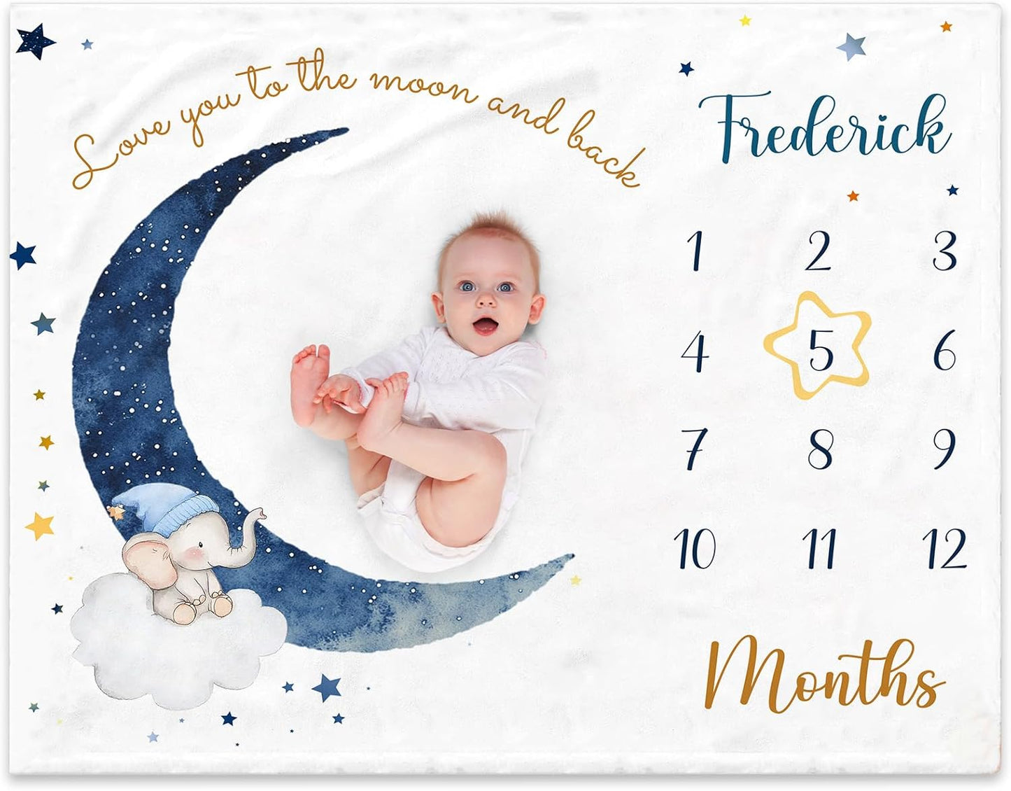 NIBESSER Custom Baby Blanket Personalized Baby Monthly Milestone Blanket for Baby Girls Boys Flannel Customized Baby Blanket with Names Newborn Photo Blanket Gift for Age and Growth